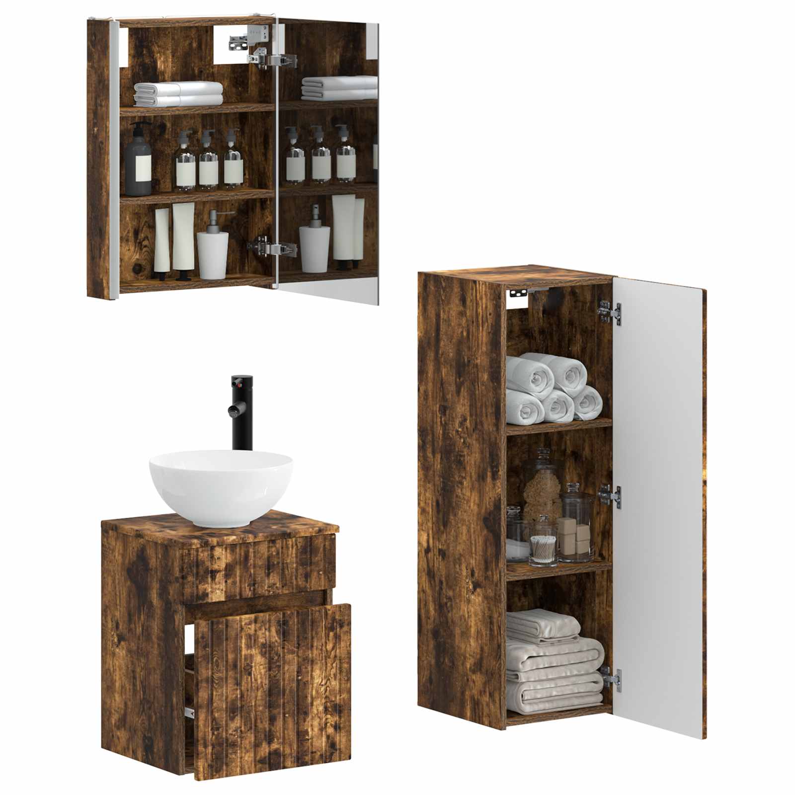 Set namještaja za kupaonicu 4 pcs Dimljeni hrast