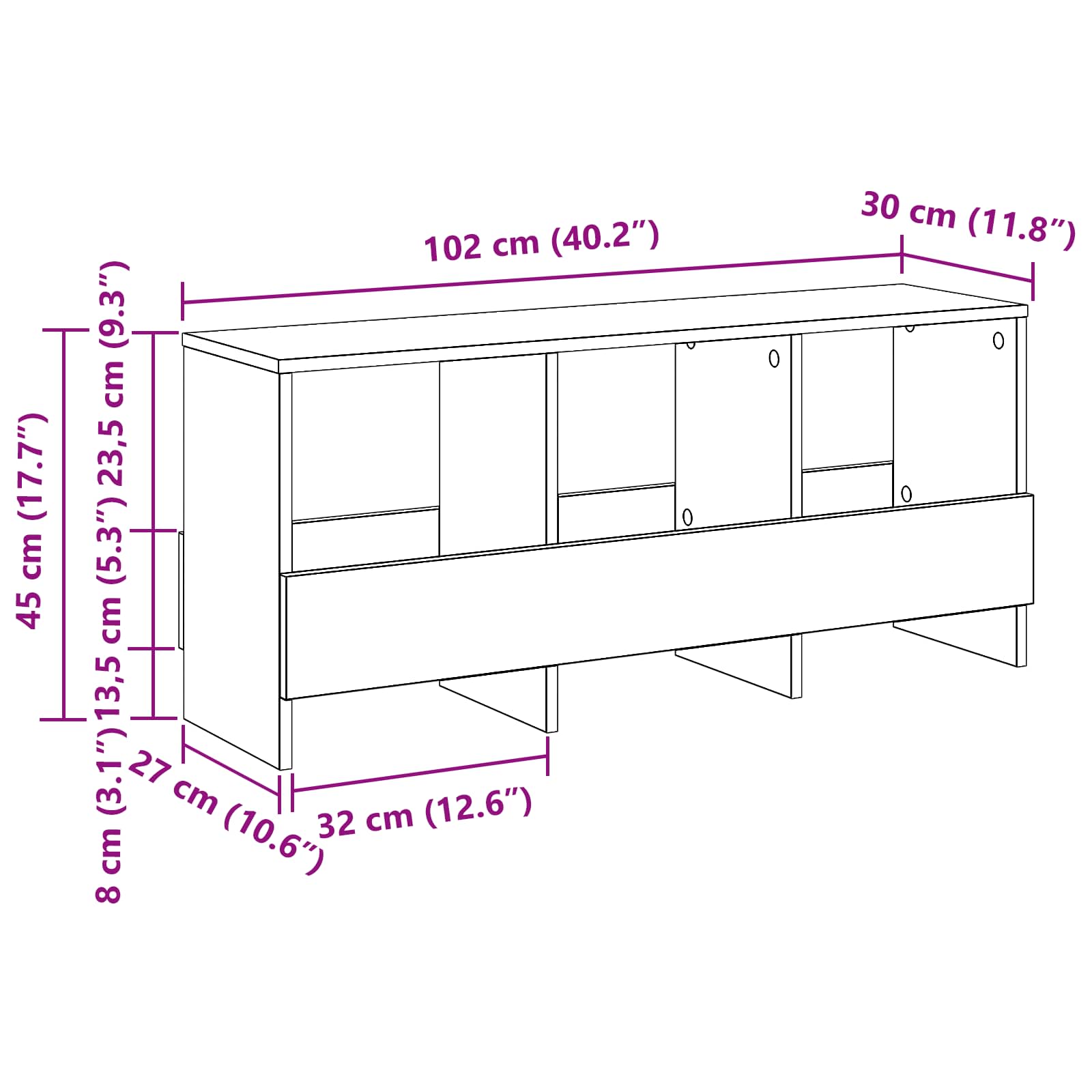 Polica za časopise Staro drvo 102 x 30 x 45 cm