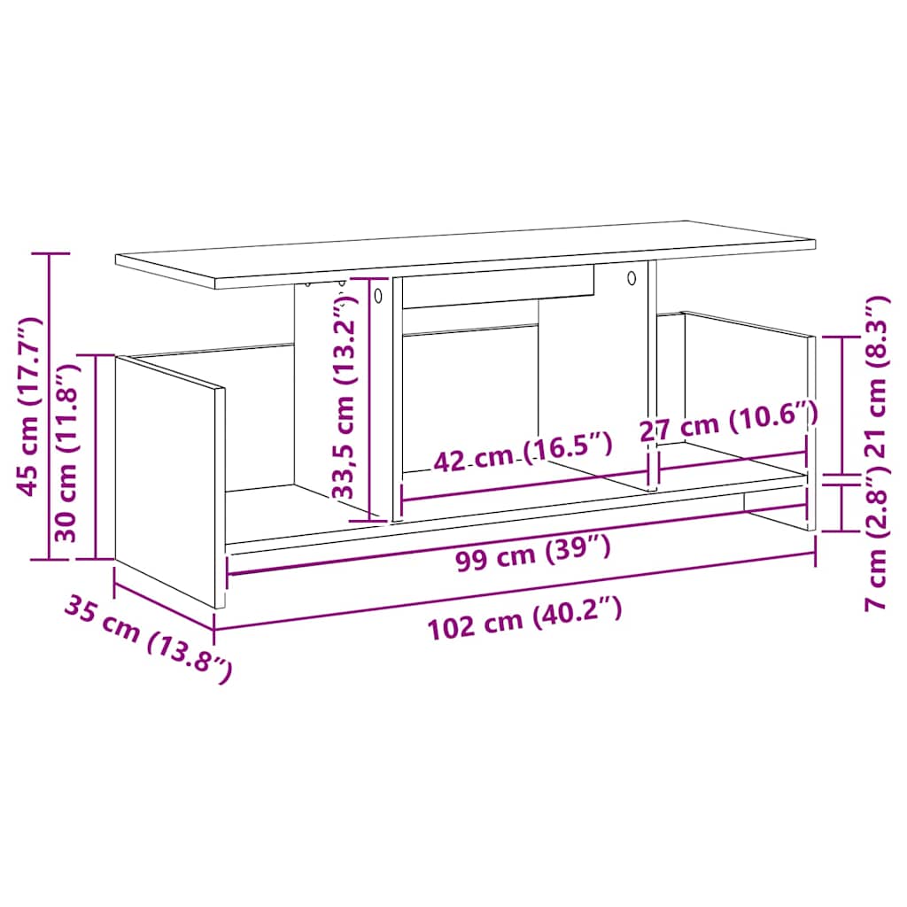 TV stalak Betonski sivi 102 x 35 x 45 cm Konstruirano drvo