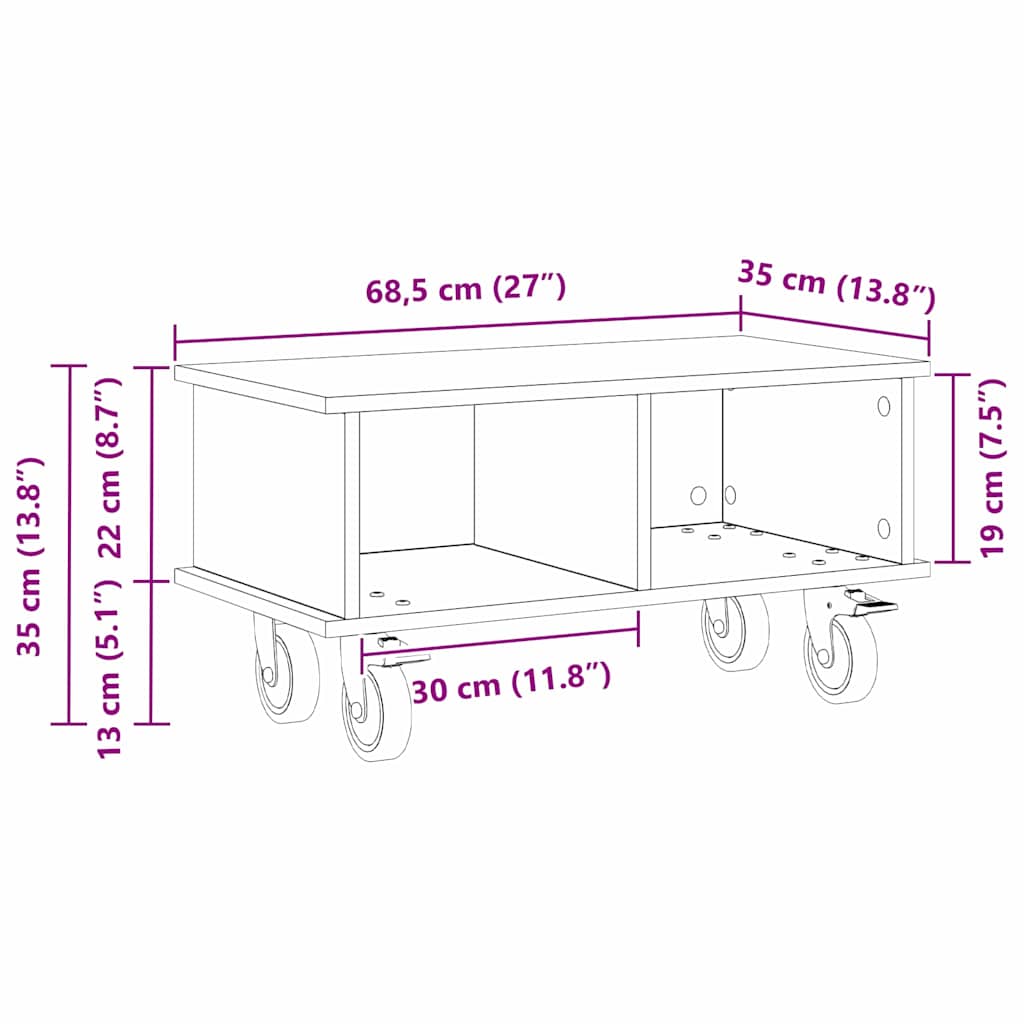 TV stalak Siva Sonoma 68,5 x 35 x 35 cm Konstruirano drvo