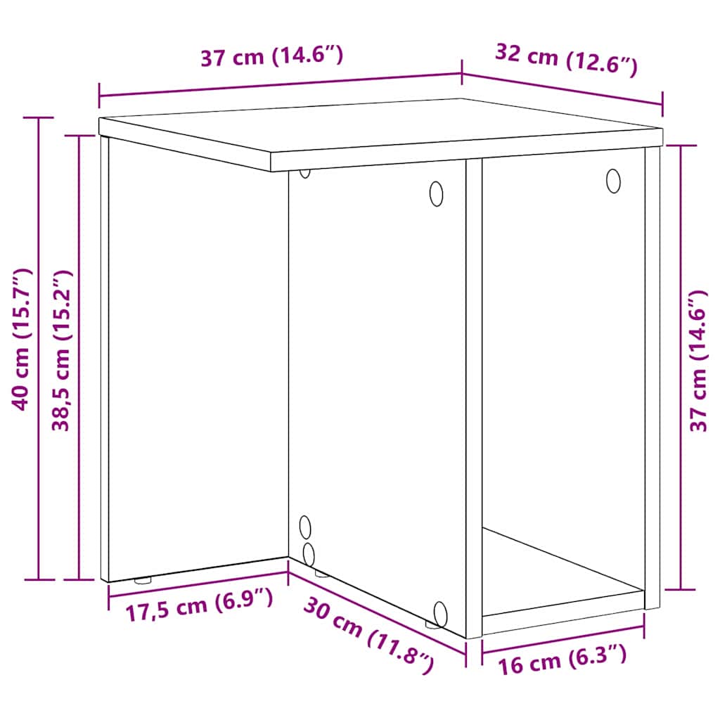 Konačna Stolić 2 pcs Crni hrast 37 x 32 x 40 cm