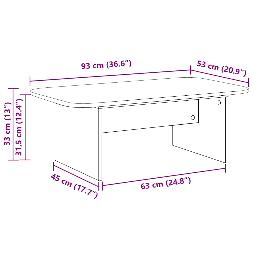 Kava Stol Sonoma hrast 93 x 53 x 33 cm Konstruirano drvo
