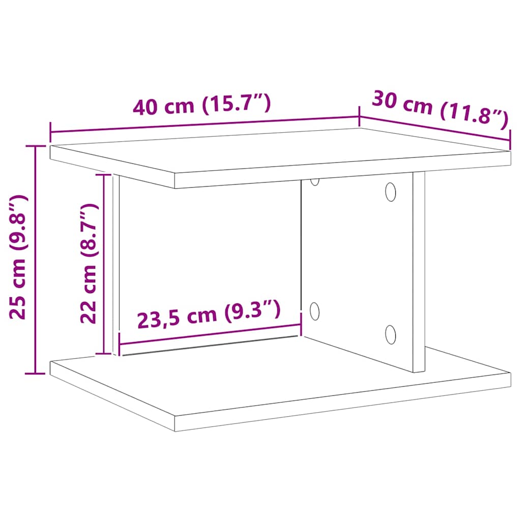 Noćni ormarić Crni hrast 40 x 30 x 25 cm Konstruirano drvo