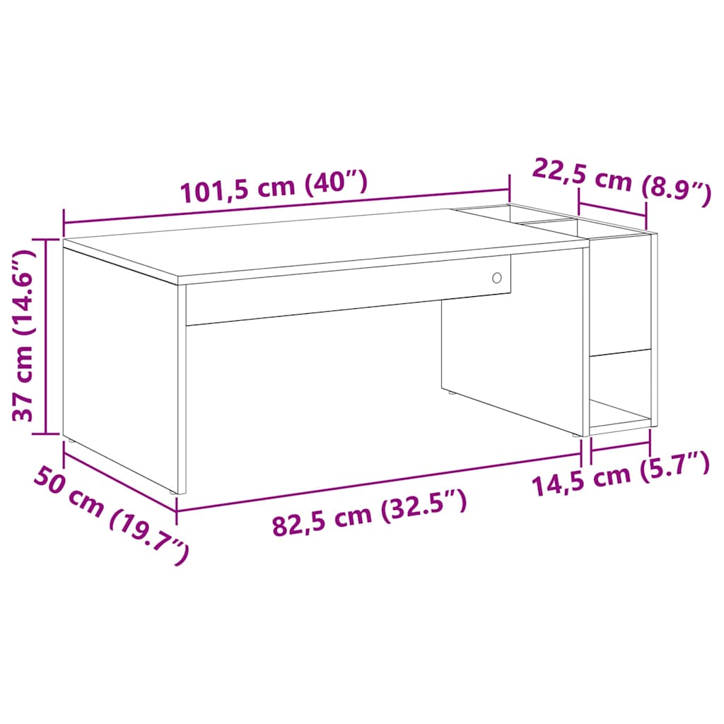 Kava Stol Crni hrast 101,5 x 50 x 37 cm Konstruirano drvo