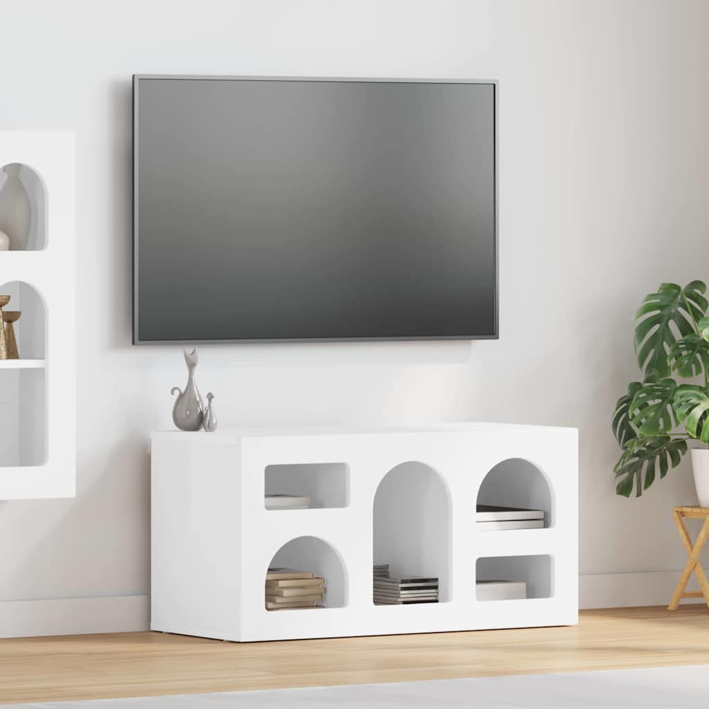 TV ormar Visoki sjaj bijela 80 x 35 x 40 cm Konstruirano drvo