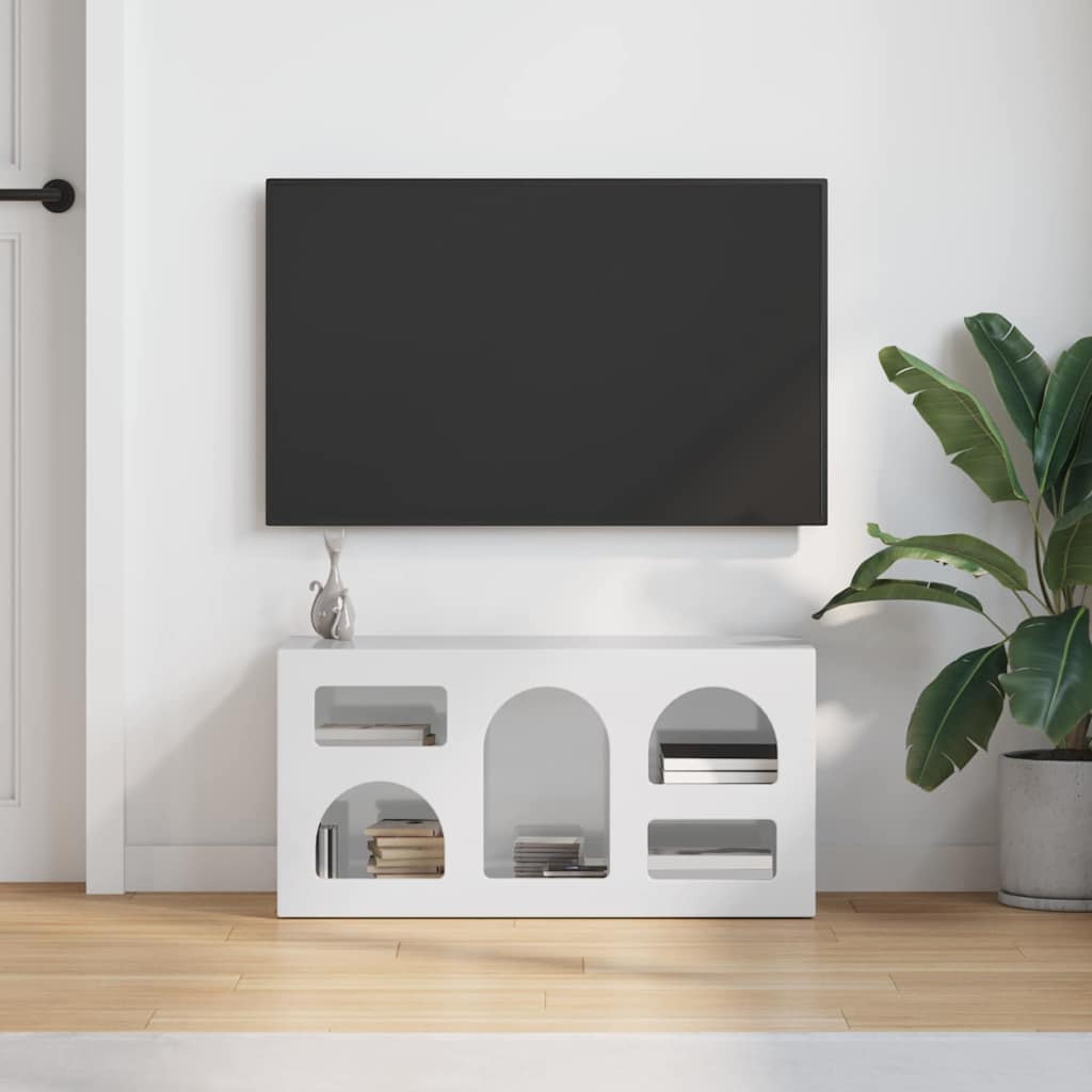 TV ormar Visoki sjaj bijela 80 x 35 x 40 cm Konstruirano drvo