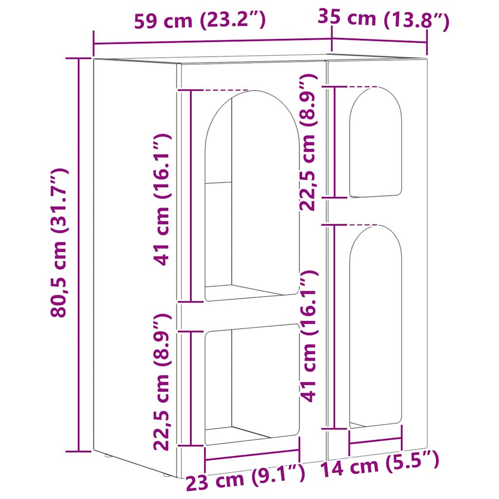 Kreveta Betonski sivi 59 x 35 x 80.5 cm Konstruirano drvo