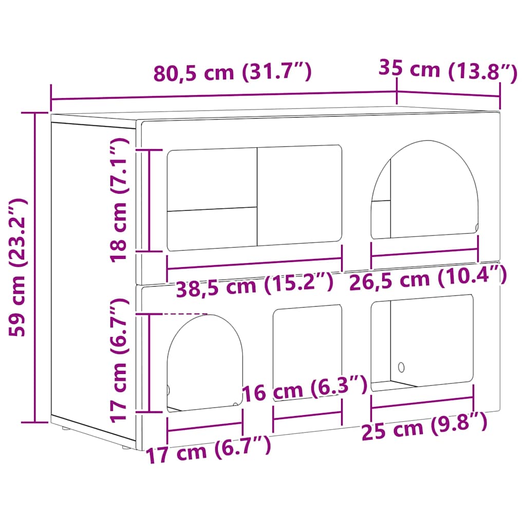 Kreveta Sonoma hrast 80.5 x 35 x 59 cm Konstruirano drvo
