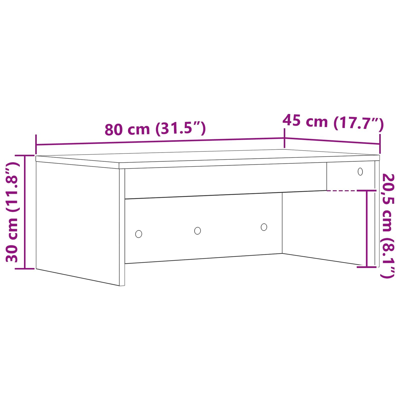 Stol za zid Sonoma hrast 80 x 45 x 30 cm Konstruirano drvo