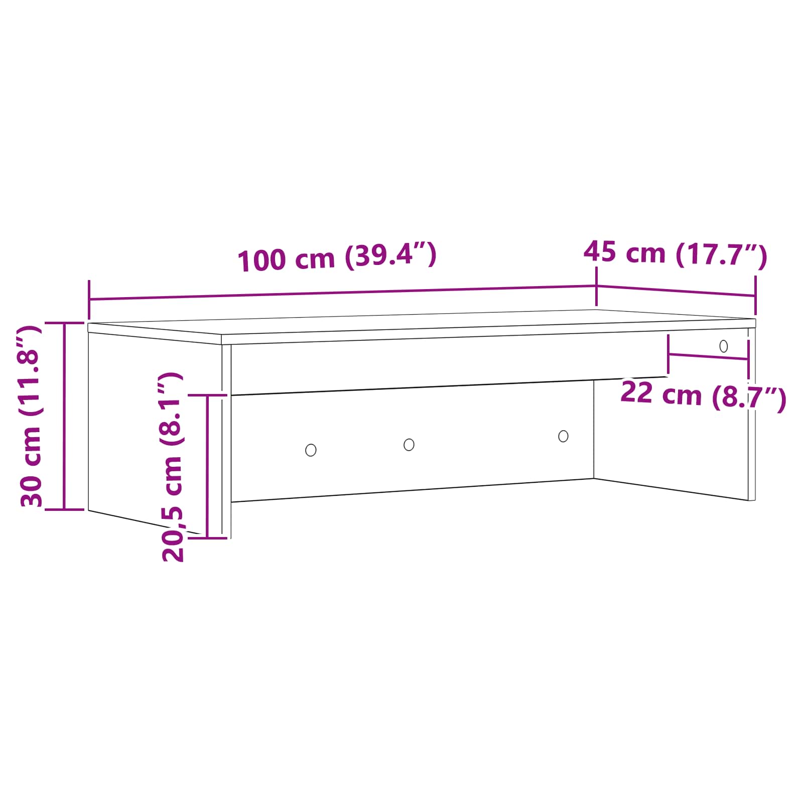 Stol za zid Zidne Staro drvo 100 x 45 x 30 cm Konstruirano drvo