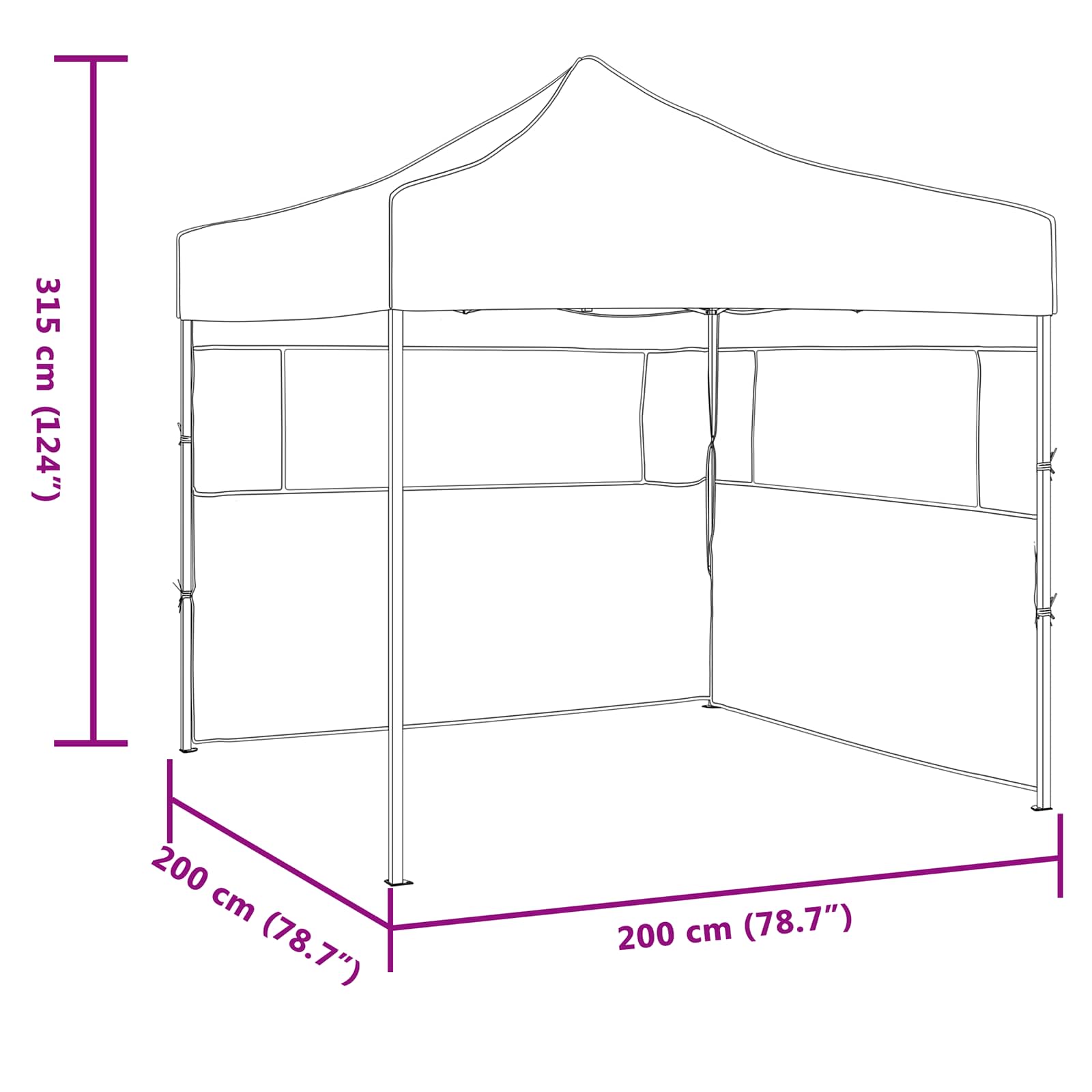Šator za zabave Antracit 200 x 200 x 315 cm Oxford tkanina