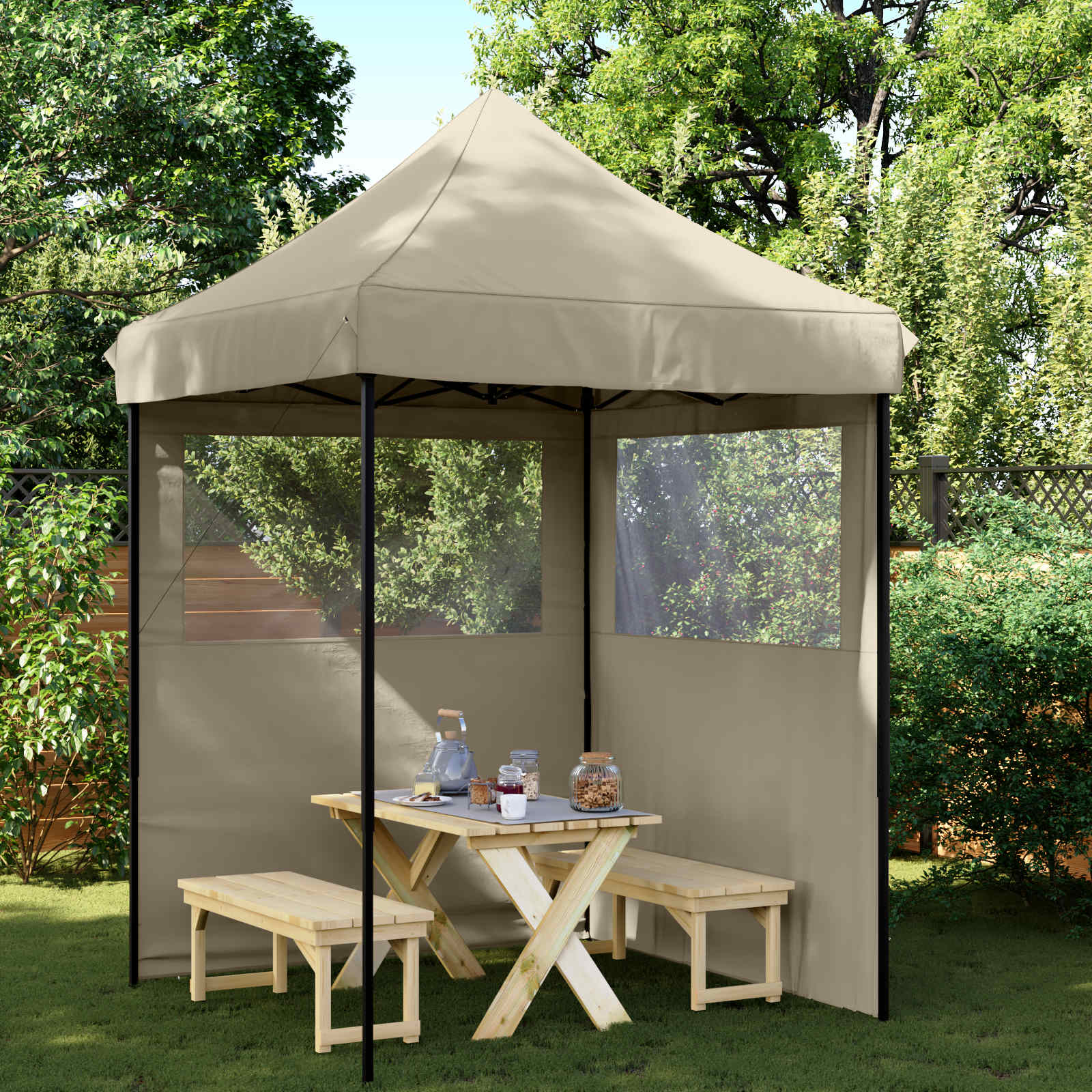 Šator za zabave Sivo-smeđa 200 x 200 x 306 cm Oxford tkanina