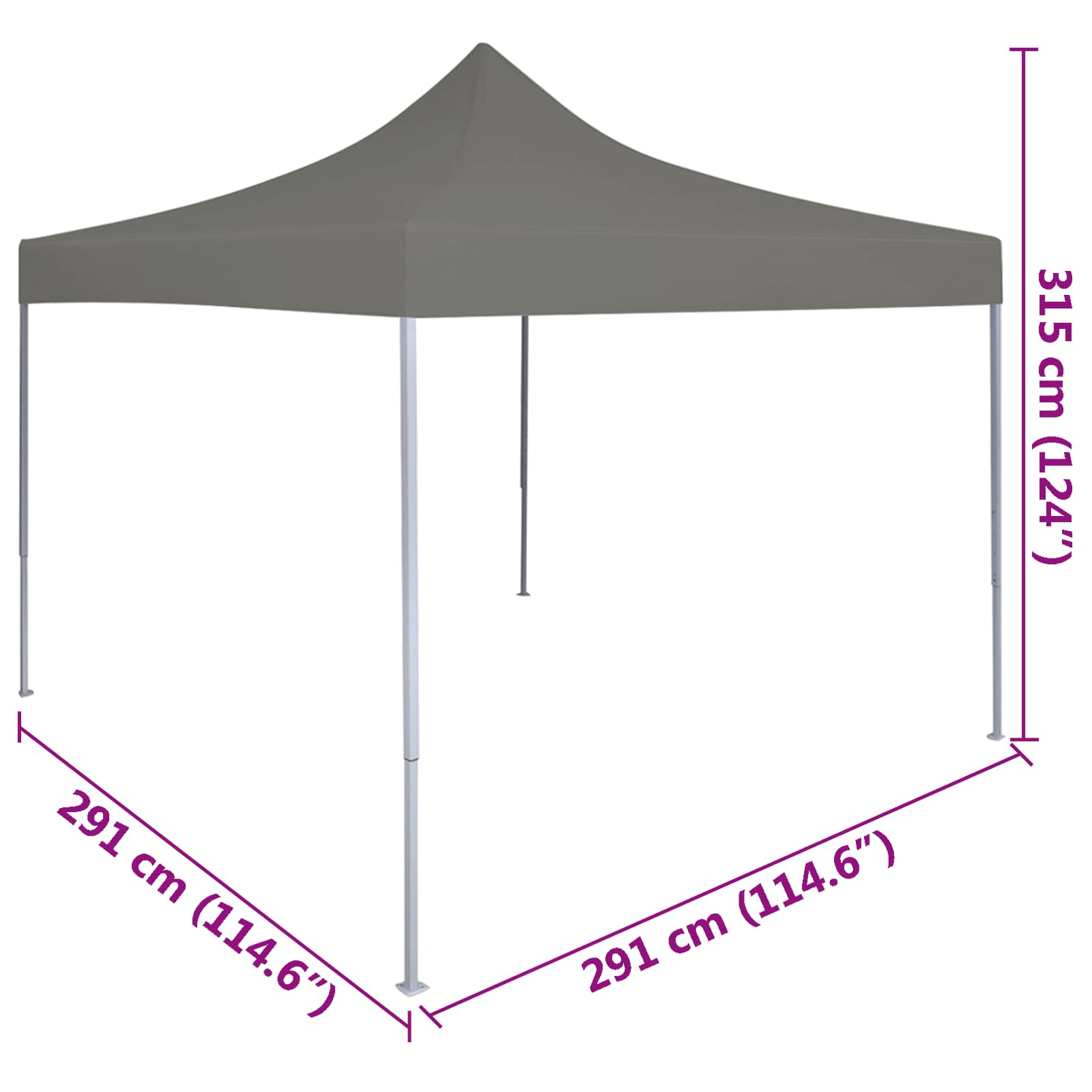 Šator za zabave Antracit 291 x 291 x 315 cm Oxford tkanina