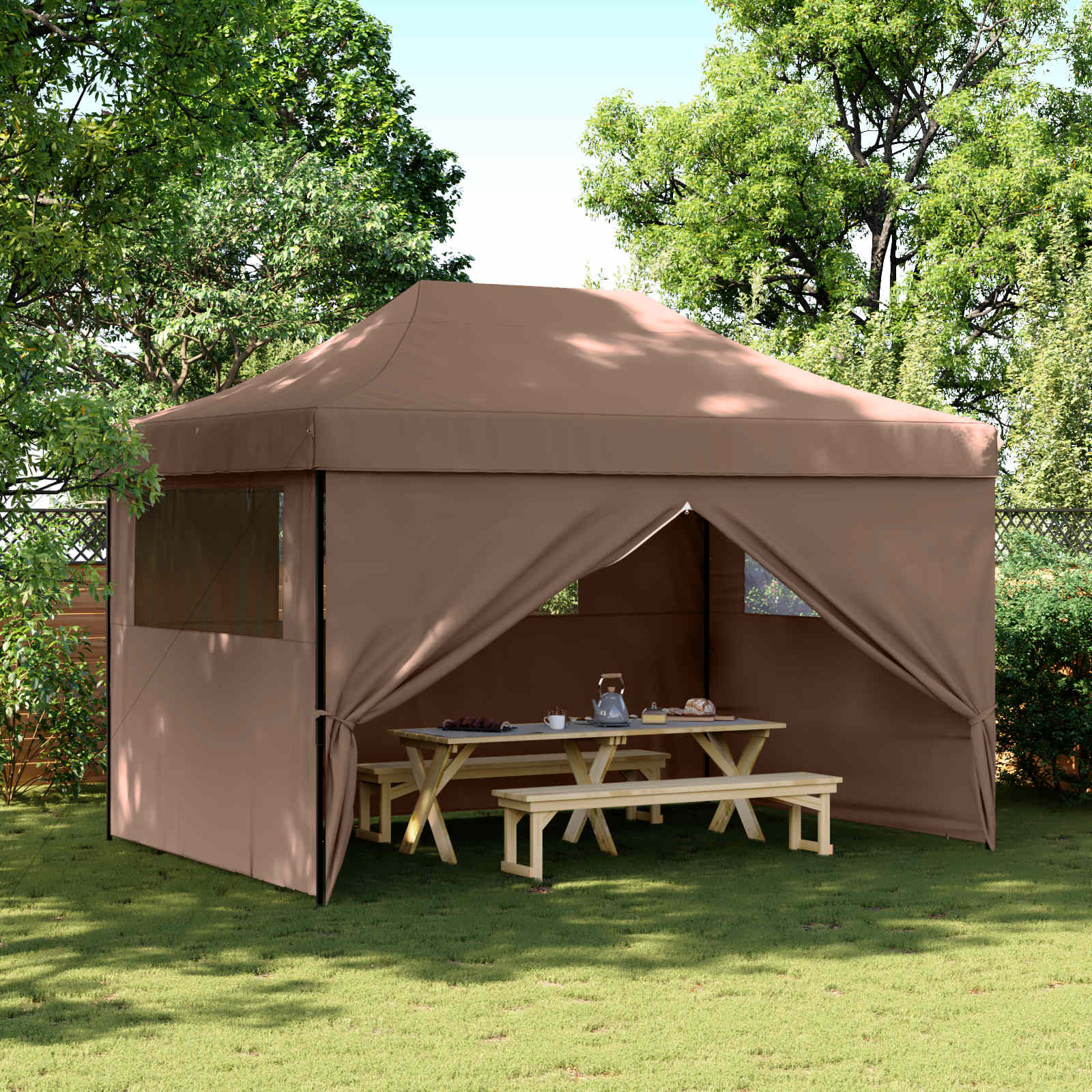 Šator za zabave Smeđa 279 x 410 x 315 cm Oxford tkanina