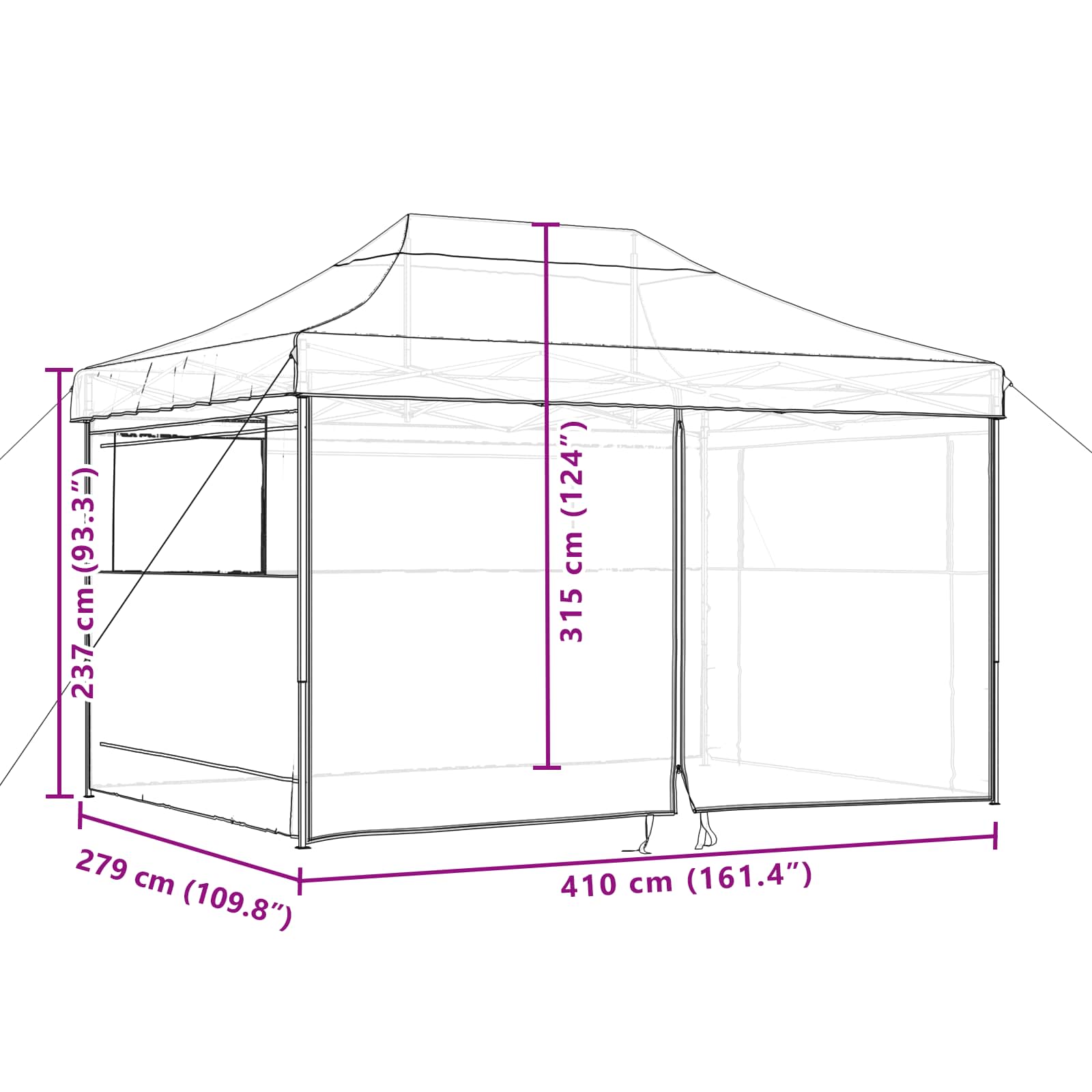 Šator za zabave Crna 279 x 410 x 315 cm Oxford tkanina