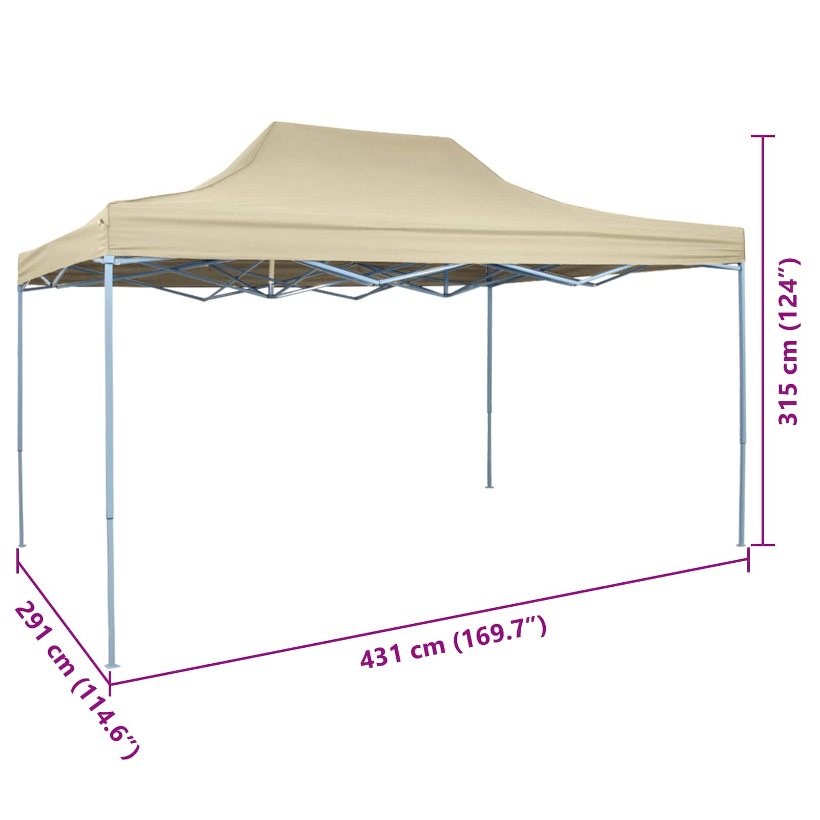 Šator za zabave Krema 291 x 431 x 315 cm Oxford tkanina
