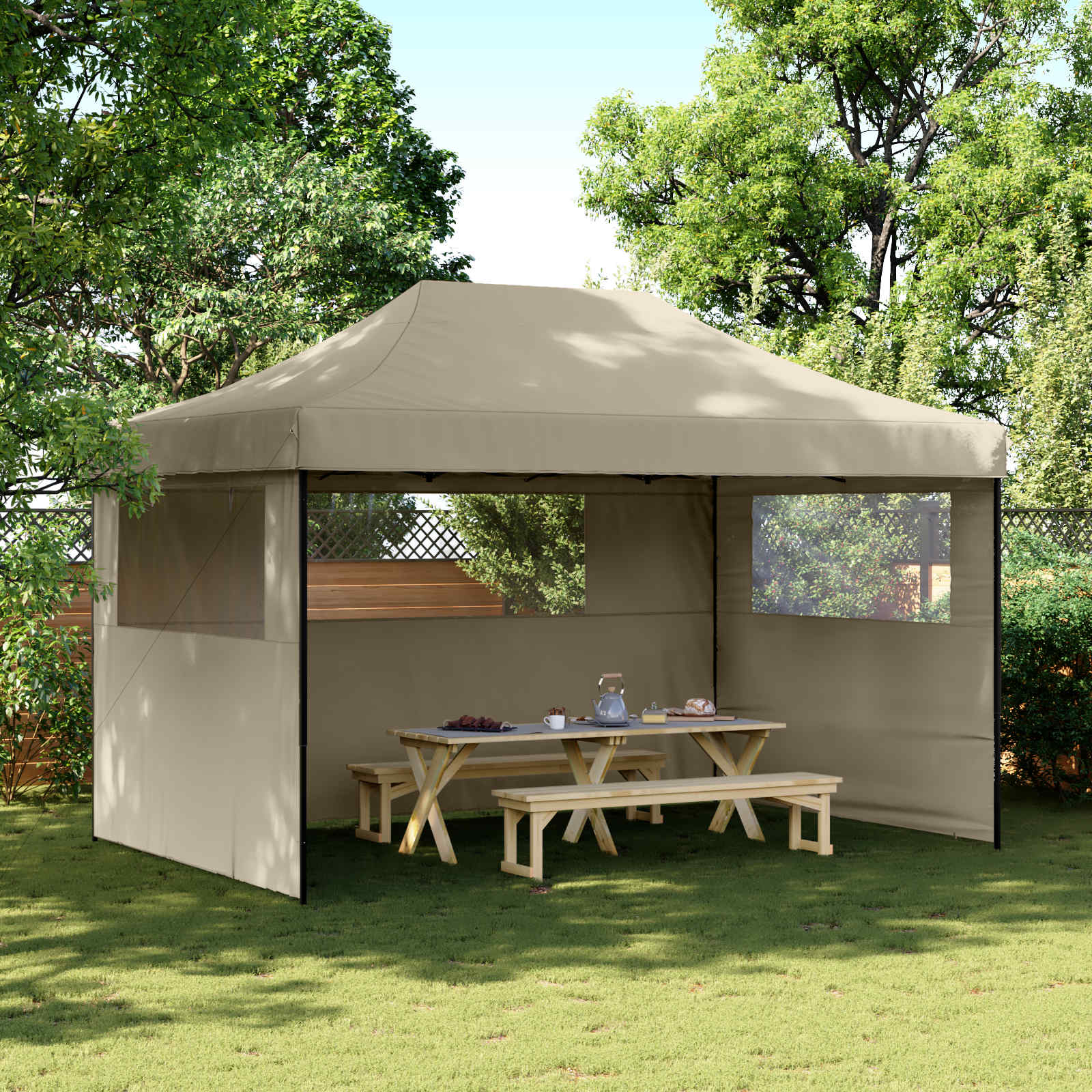 Šator za zabave Sivo-smeđa 292 x 440 x 315 cm Oxford tkanina