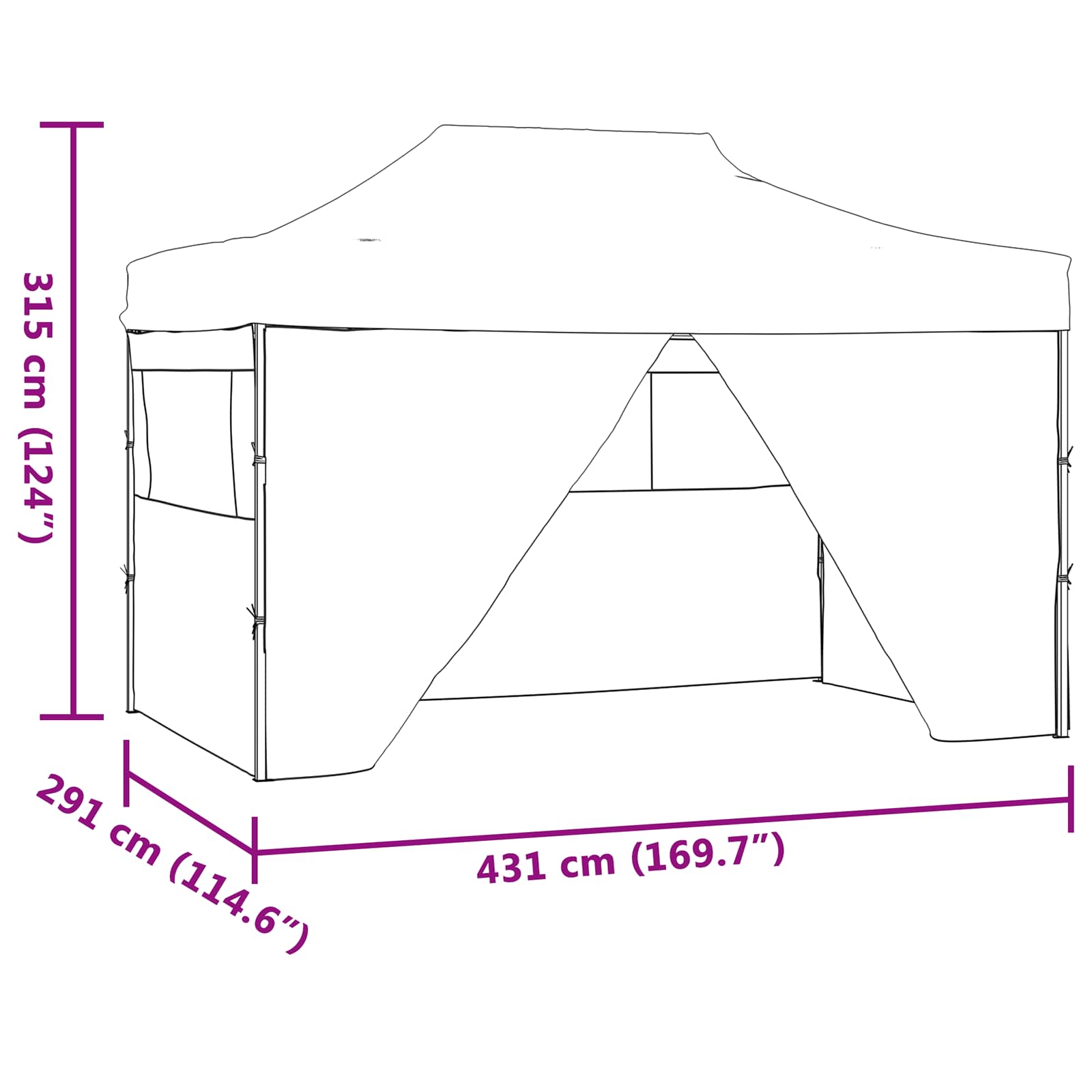 Šator za zabave Krema 291 x 431 x 315 cm Oxford tkanina