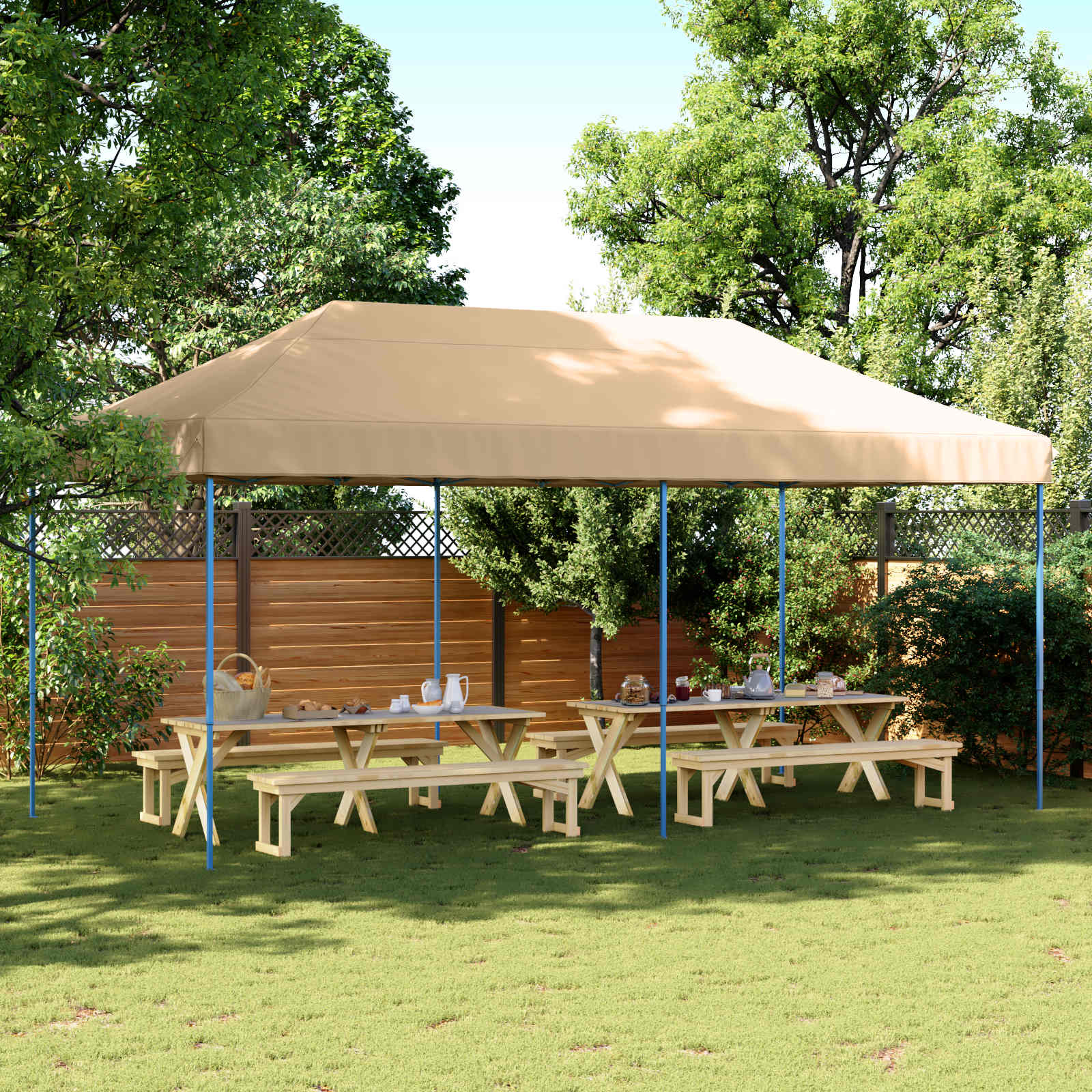 Šator za zabave Bež 292 x 580 x 315 cm Oxford tkanina