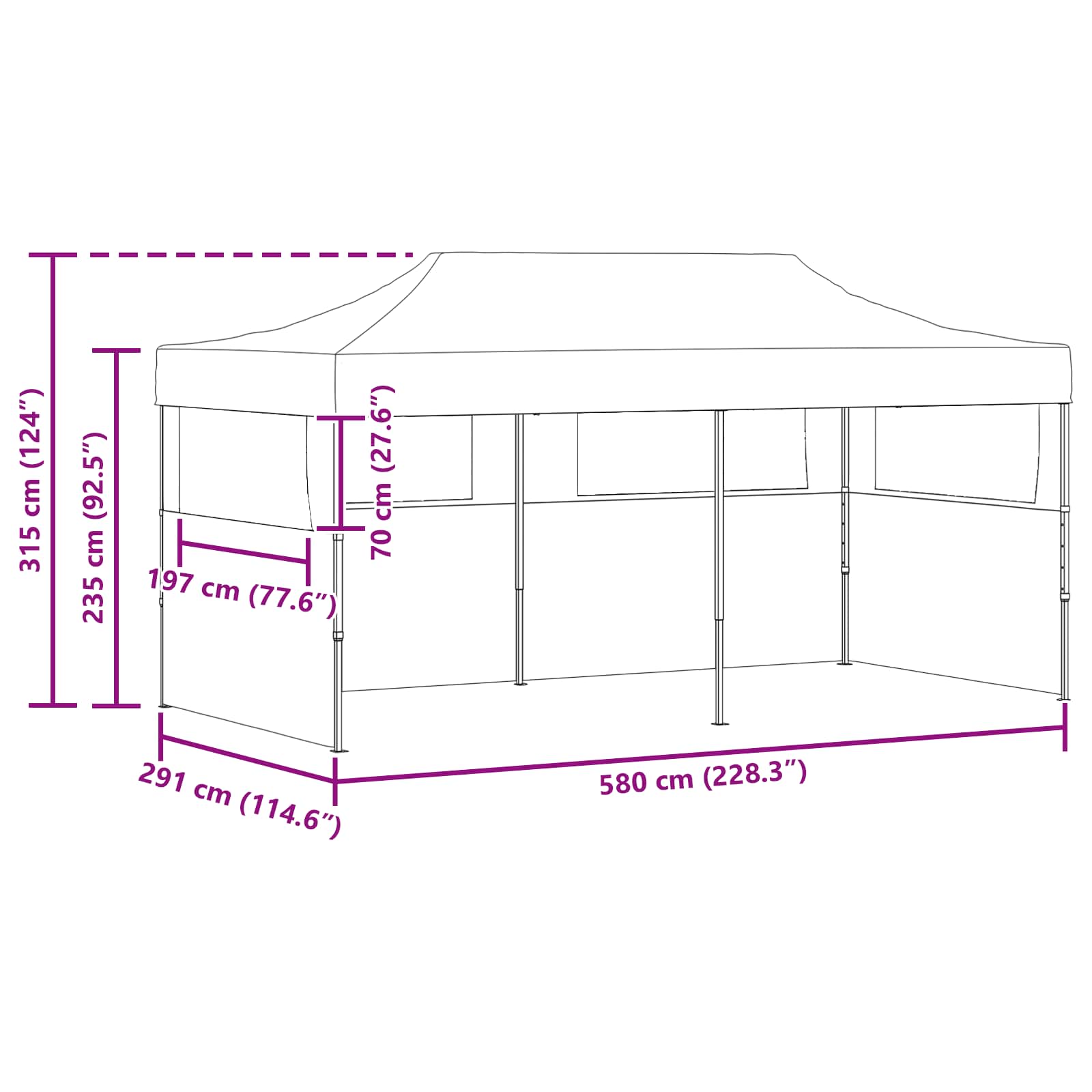 Šator za zabave Plava 291 x 580 x 315 cm Oxford tkanina