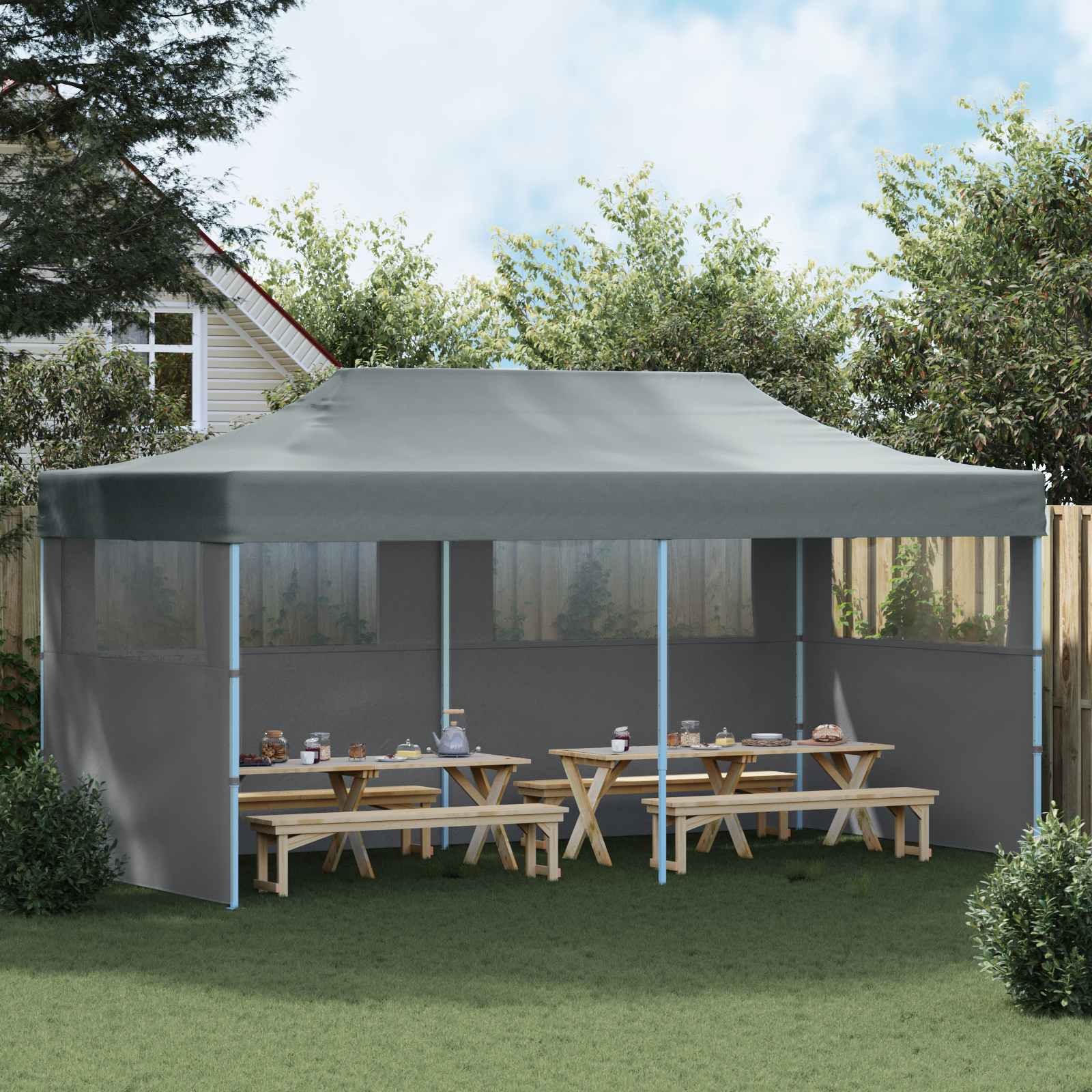 Šator za zabave Antracit 291 x 580 x 315 cm Oxford tkanina