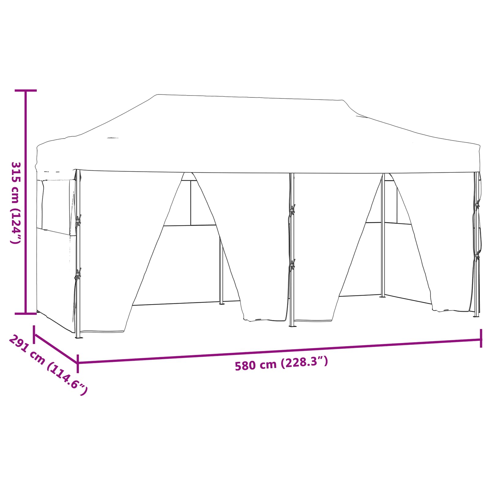 Šator za zabave 291 x 580 x 315 cm Krem Oxford tkanina
