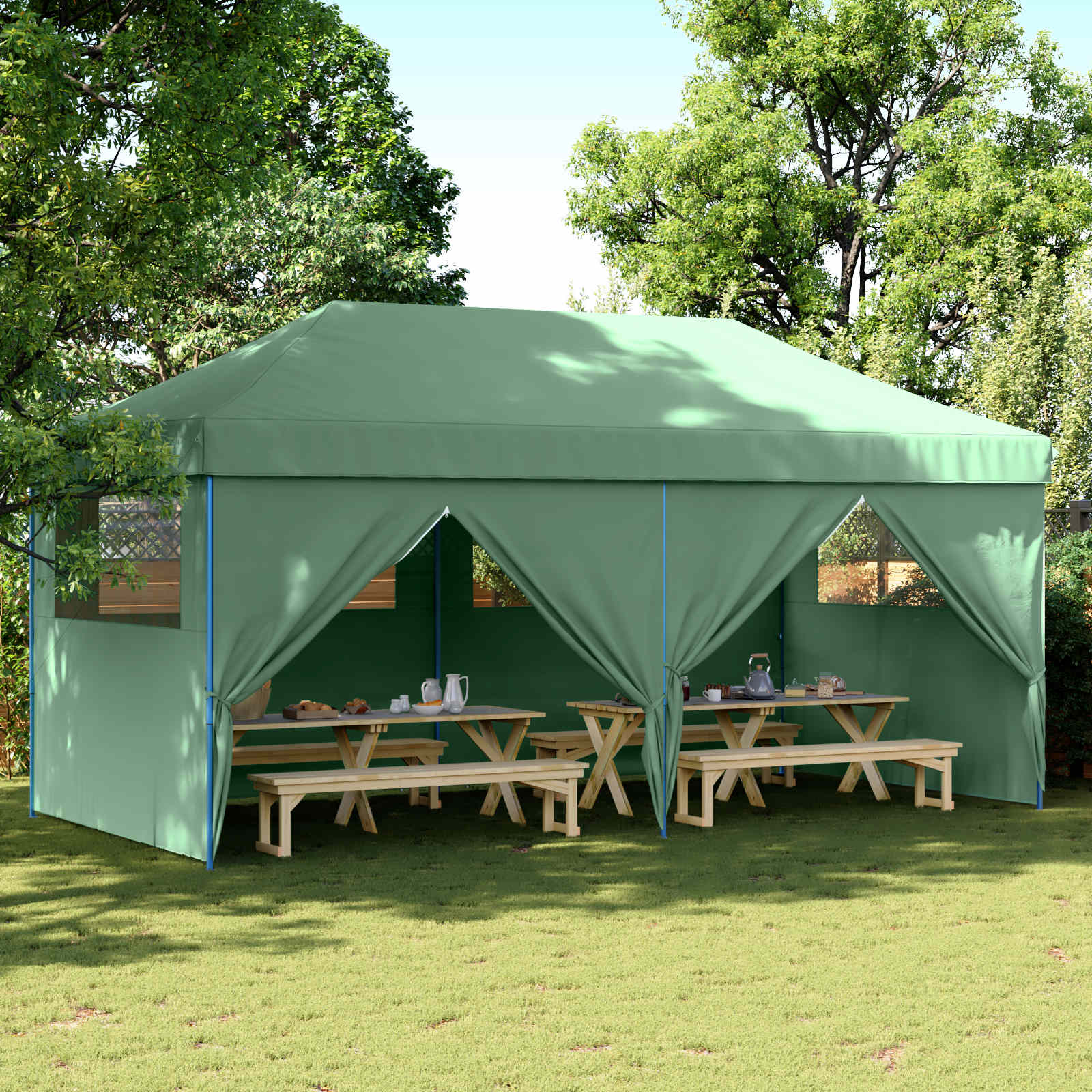 Šator za zabave Zelena 292 x 580 x 315 cm Oxford tkanina