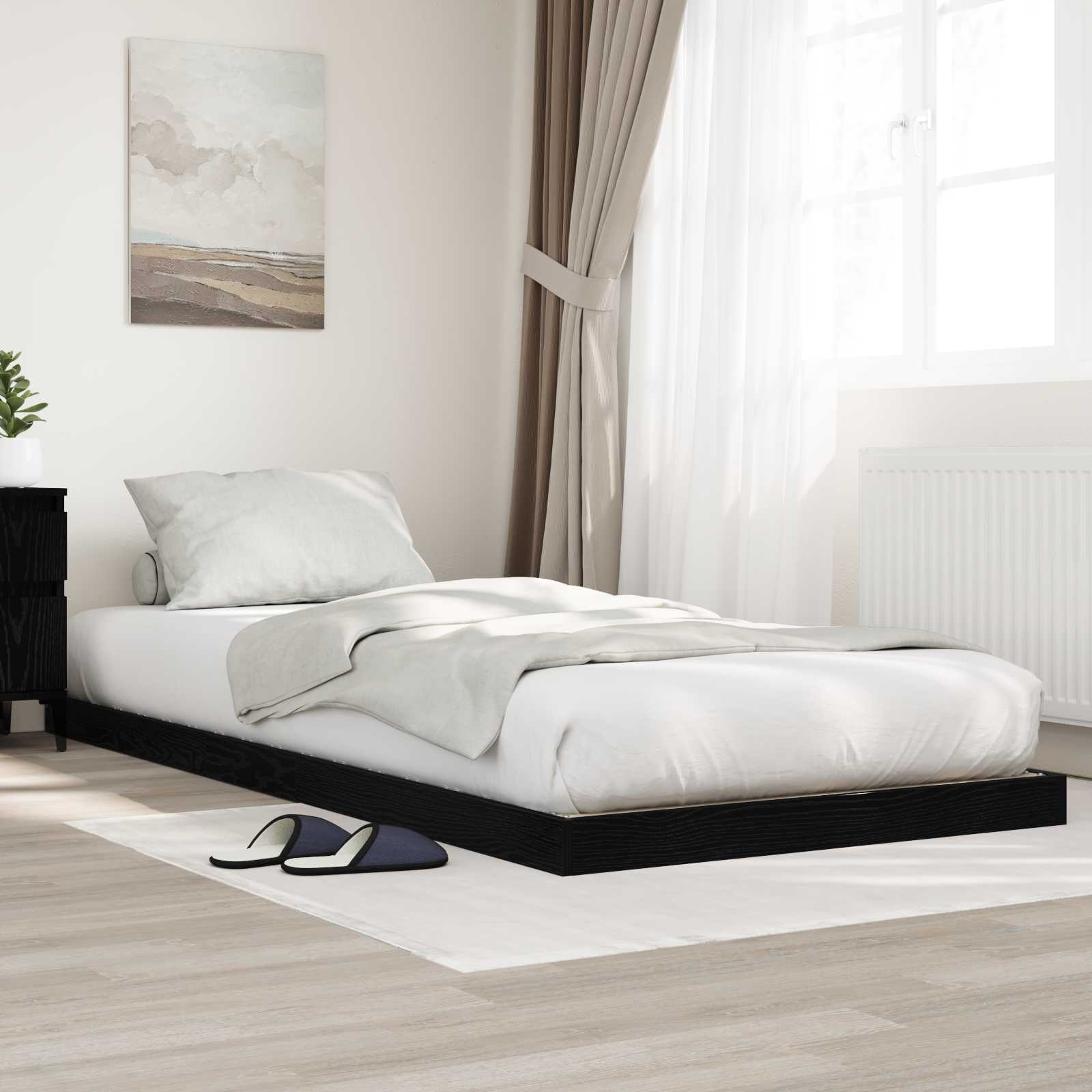 Krevet s daskama Crni hrast 80 x 200 cm Konstruirano drvo