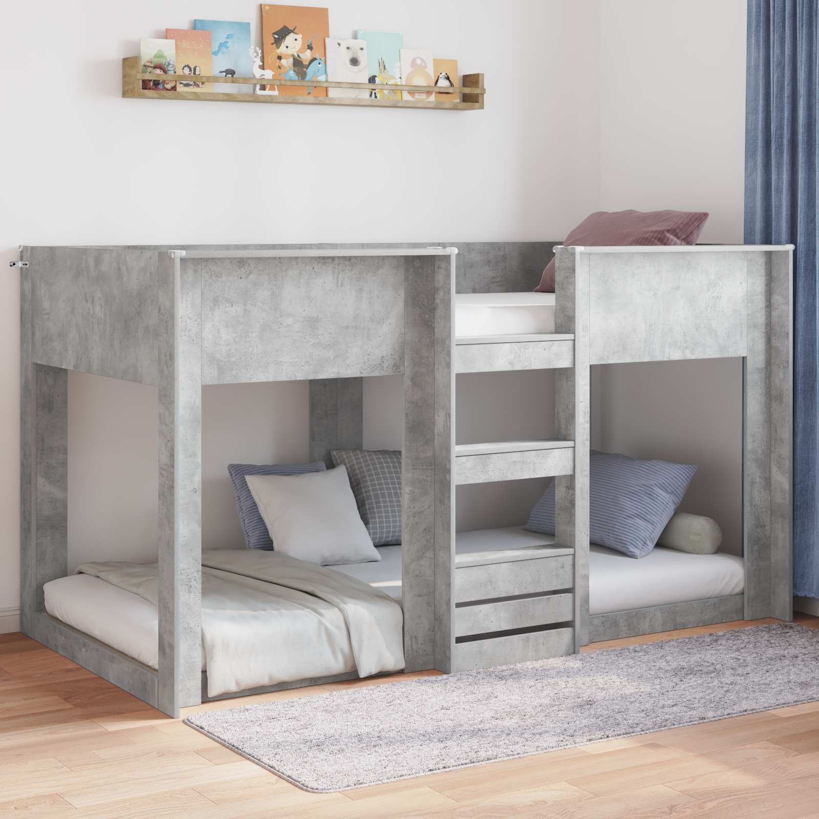 Krevet s daskama Betonski sivi 80 x 200 cm Konstruirano drvo