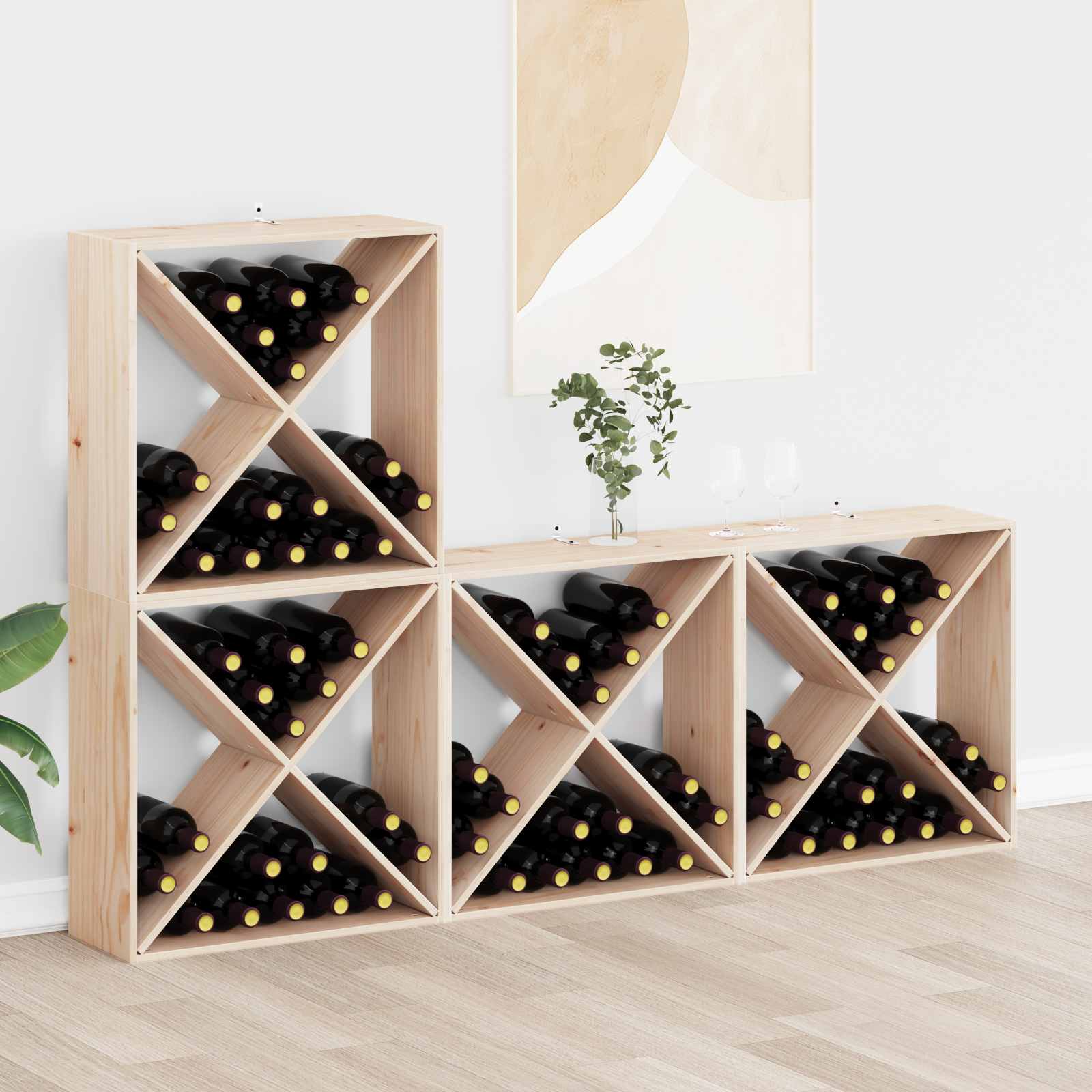 Stalak za vino 4 pcs Prirodna 62 x 25 x 62 cm