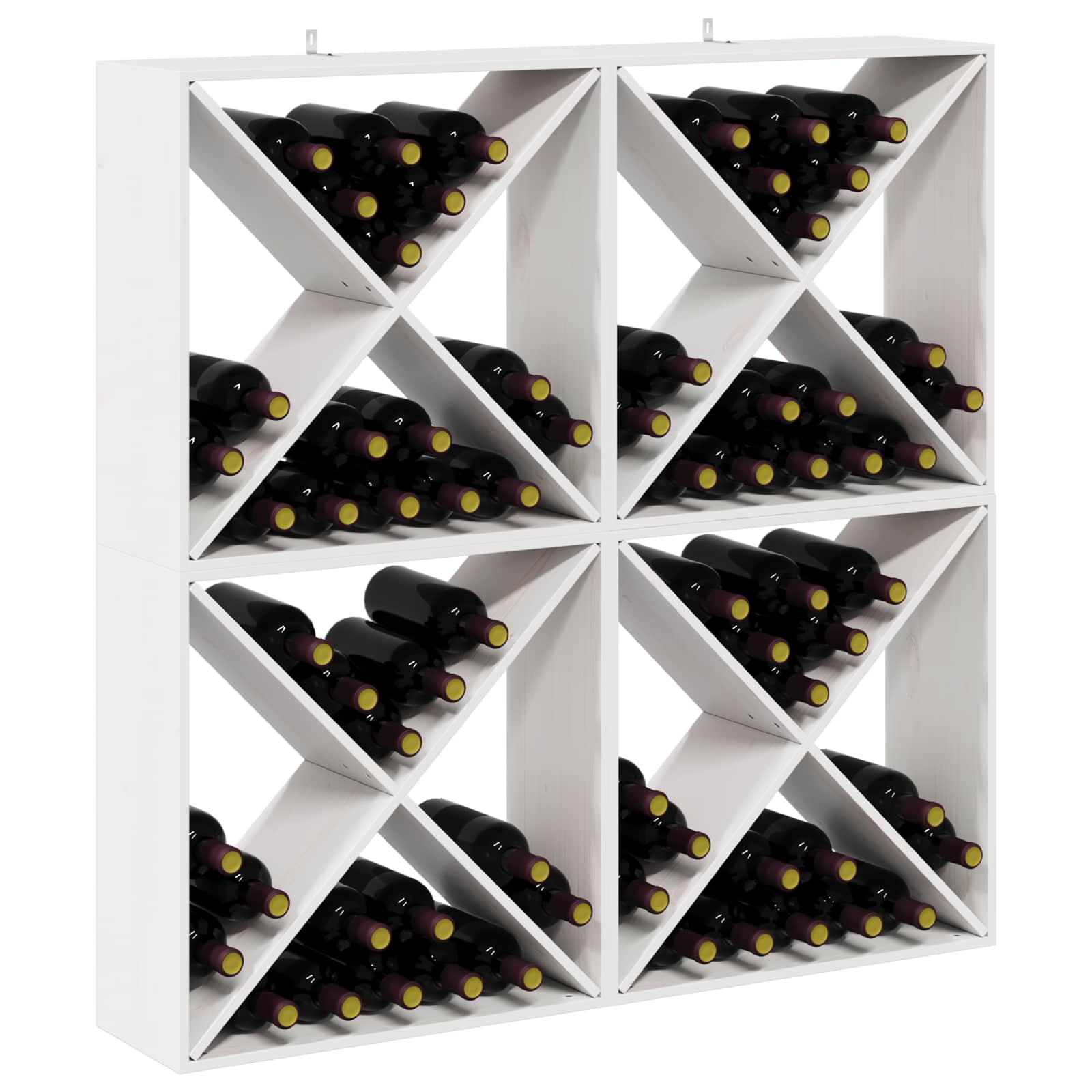 Stalak za vino 4 pcs Bijelo 62 x 25 x 62 cm Čvrsto borovo drvo