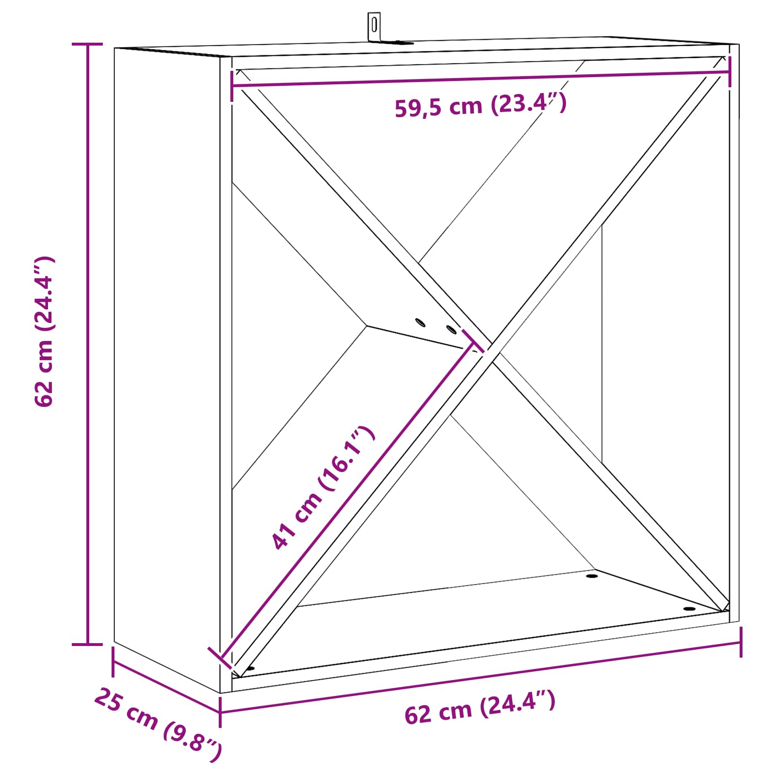 Stalak za vino 4 pcs Bijelo 62 x 25 x 62 cm Čvrsto borovo drvo
