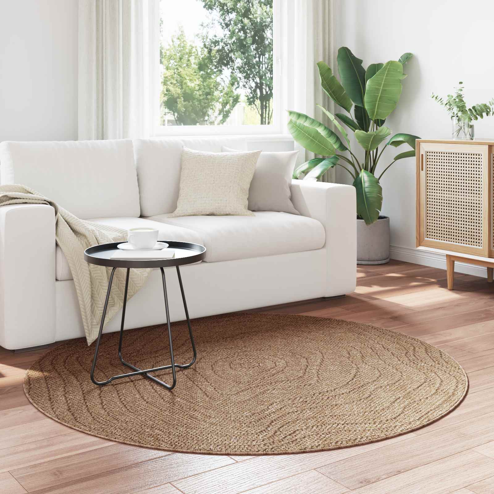 Tepisi za područja Moiré Kružni AGIRA Prirodna Ø 120 CM