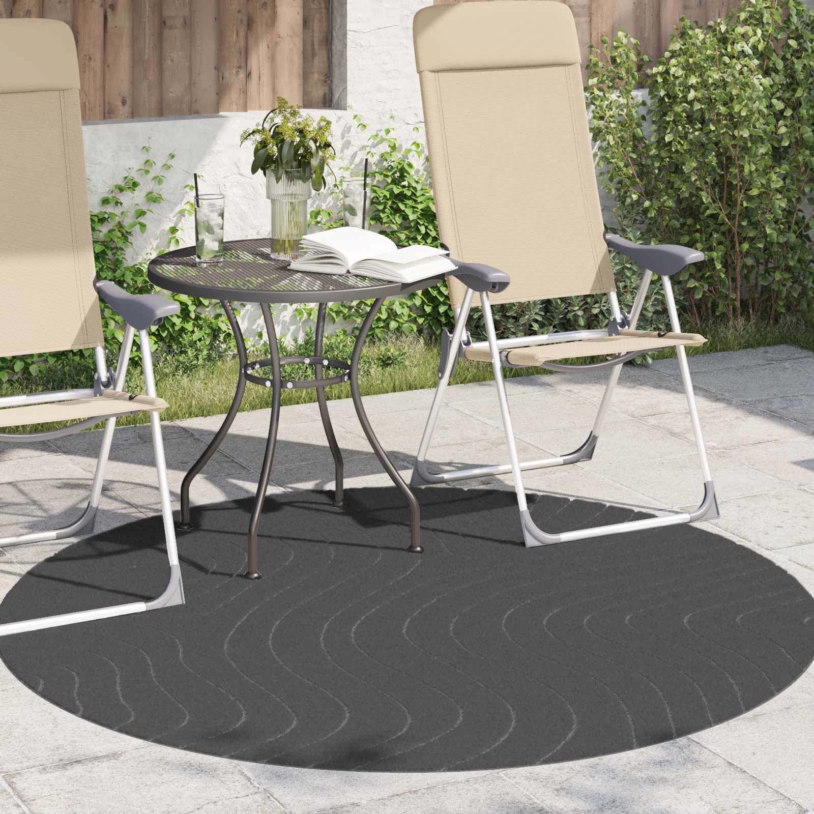 Tepisi za područja Kružni PALMERAS Antracit Ø 160 CM Poliester
