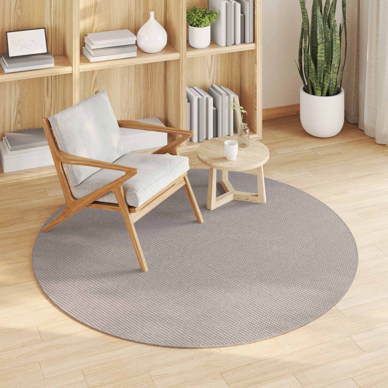 Tepisi za područja Kružni LUGO Krem i Taupe Ø 120 CM Poliester