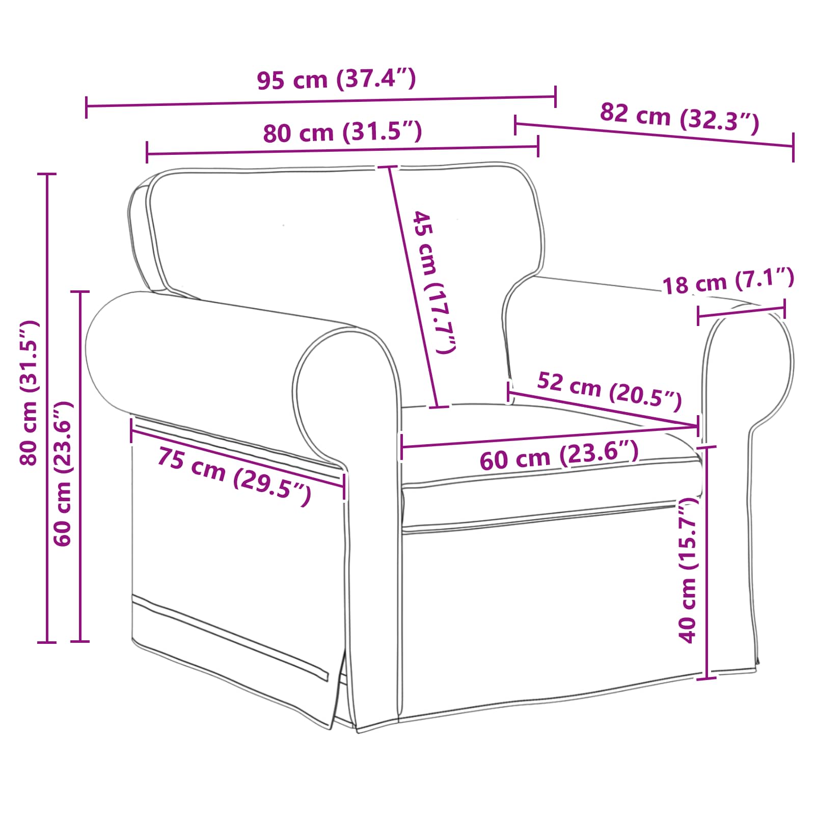 Set sofe 2 pcs Crna 155 x 82 x 80 cm tkanina