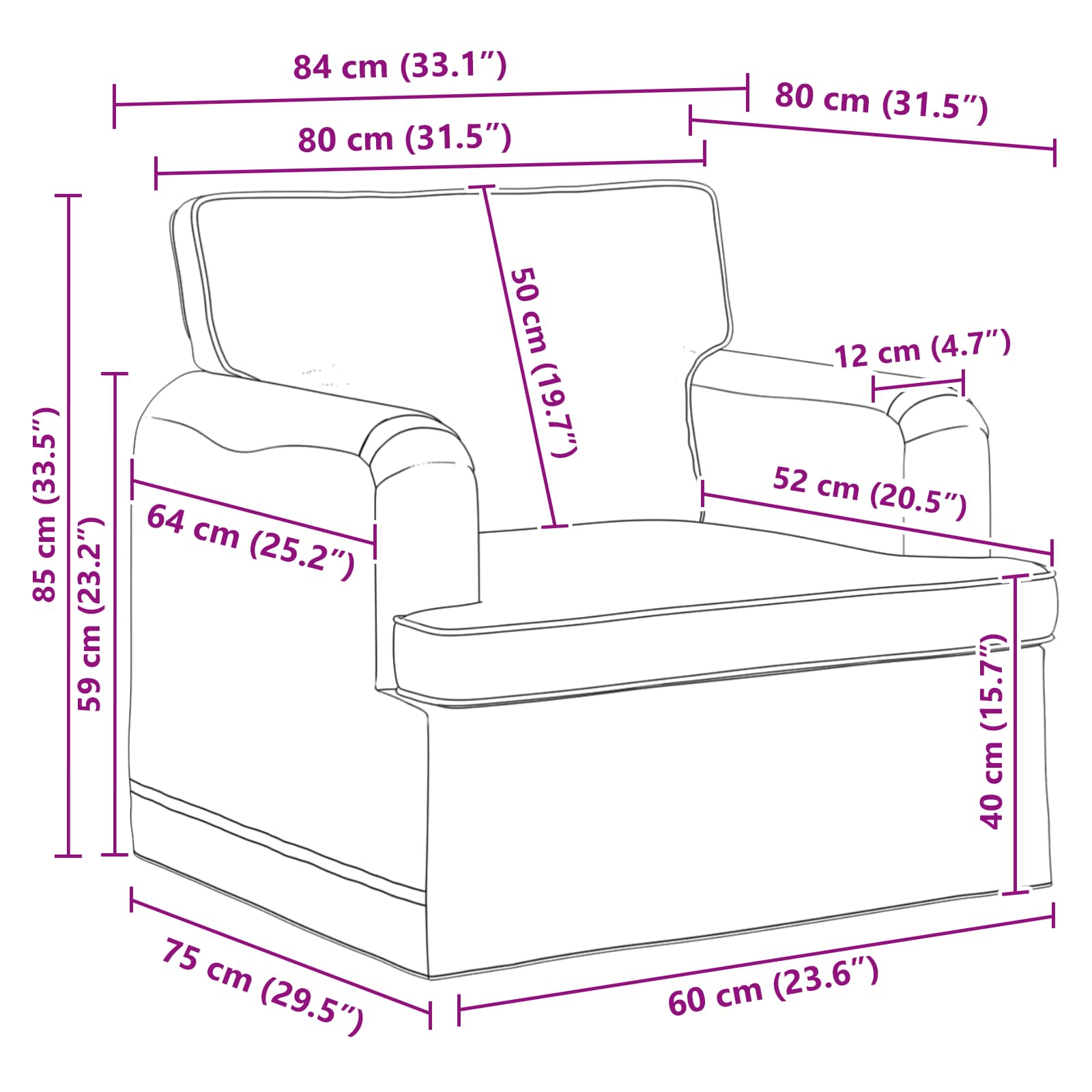 Set sofe 2 pcs Crna 144 x 80 x 85 cm tkanina