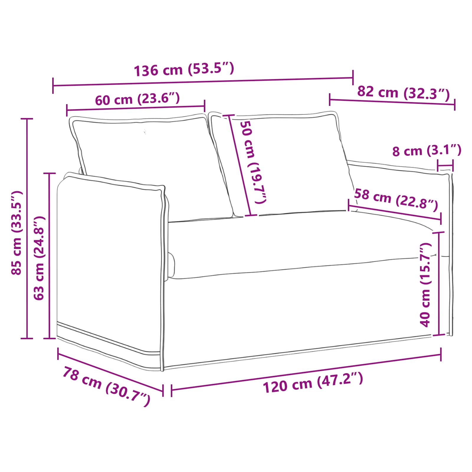 Set sofe 2 pcs Sivosmeđa 136 x 82 x 85 cm Tkanina