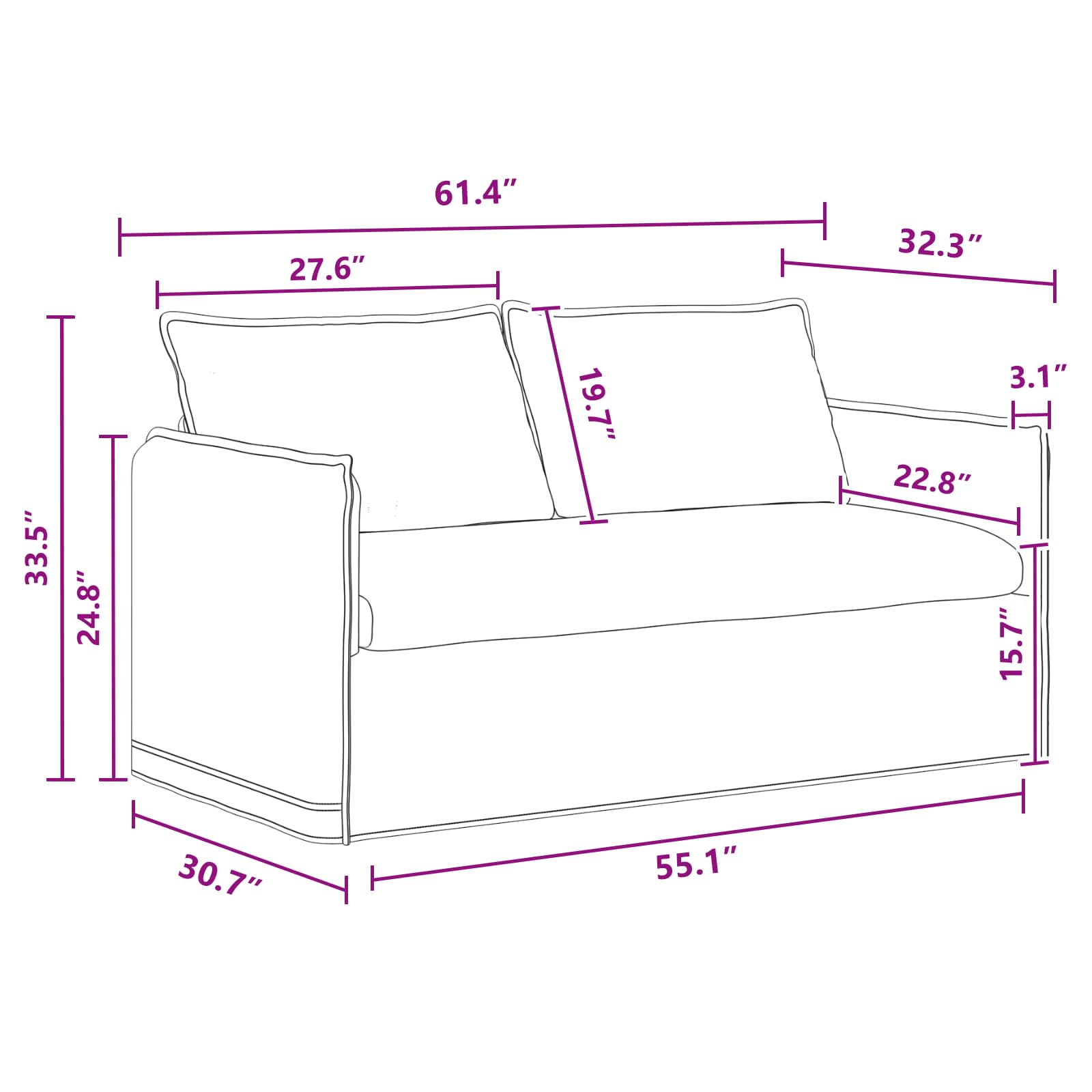 Set sofe 2 pcs Tamnosiva 156 x 82 x 85 cm Tkanina