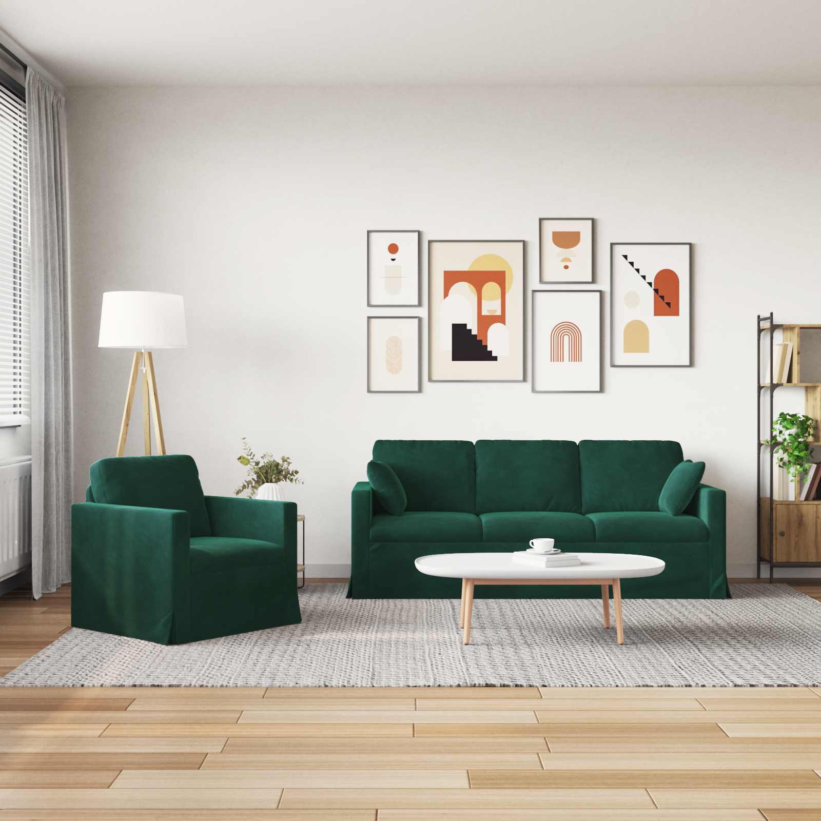 Set sofe 2 pcs Tamnozelena 198 x 78 x 80 cm Baršun