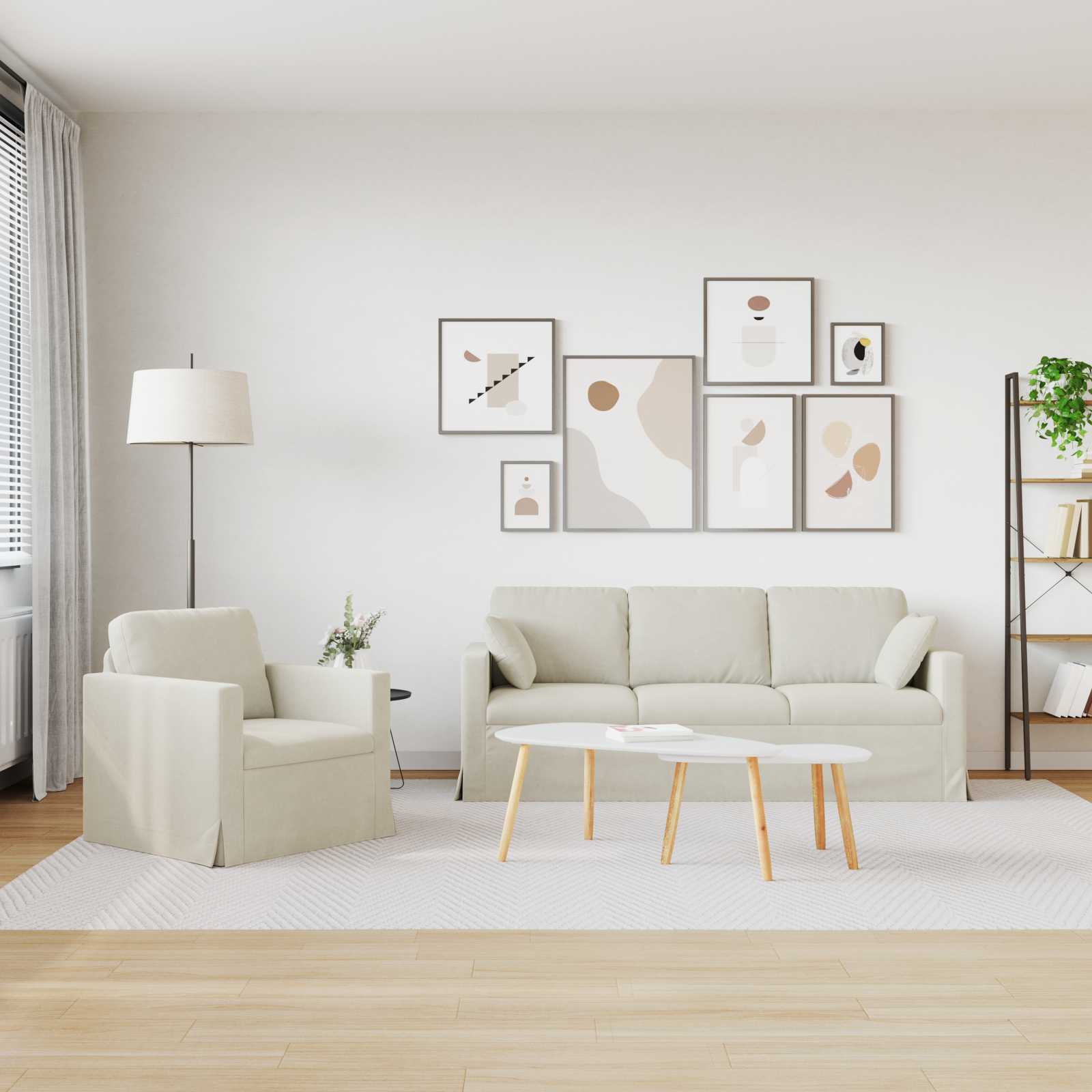 Set sofe 2 pcs Krema 198 x 78 x 80 cm Baršun