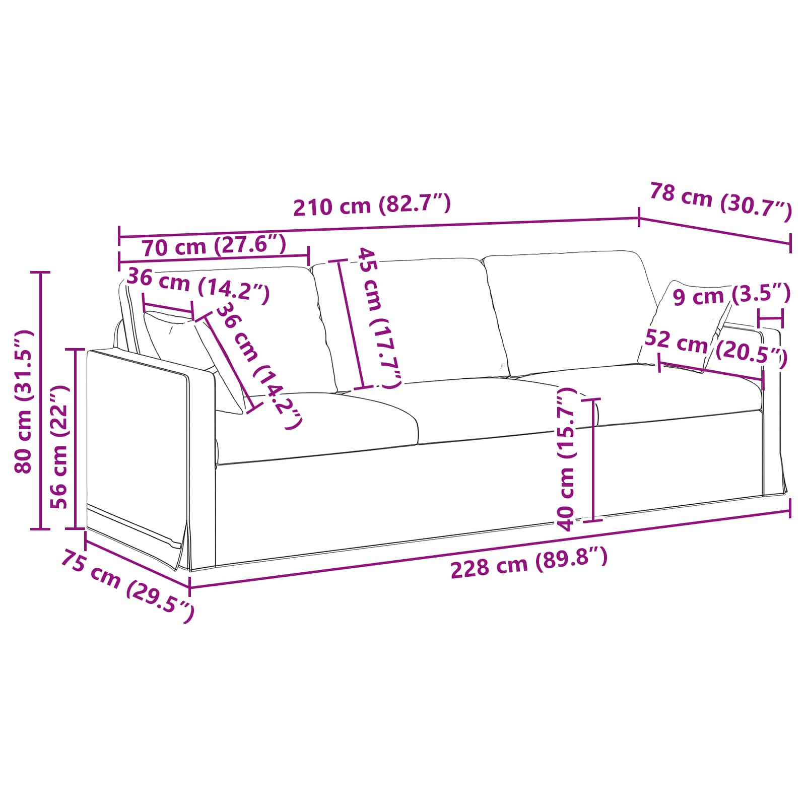 Set sofe 2 pcs Svijetlo zelena 228 x 78 x 80 cm Baršun