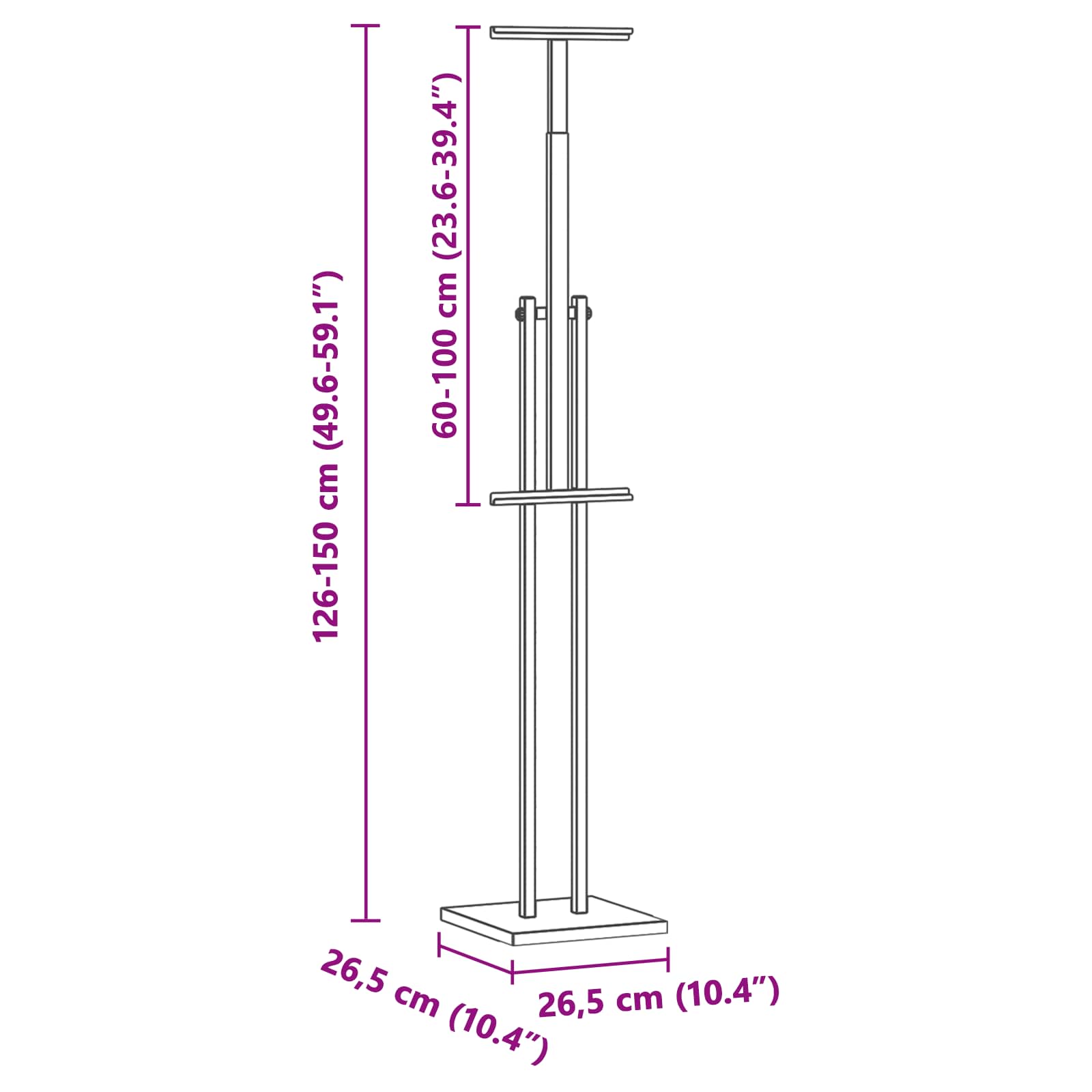Stalci za sajmove 2 pcs Zlatno 26,5 x 26,5 x 150 cm Čelik