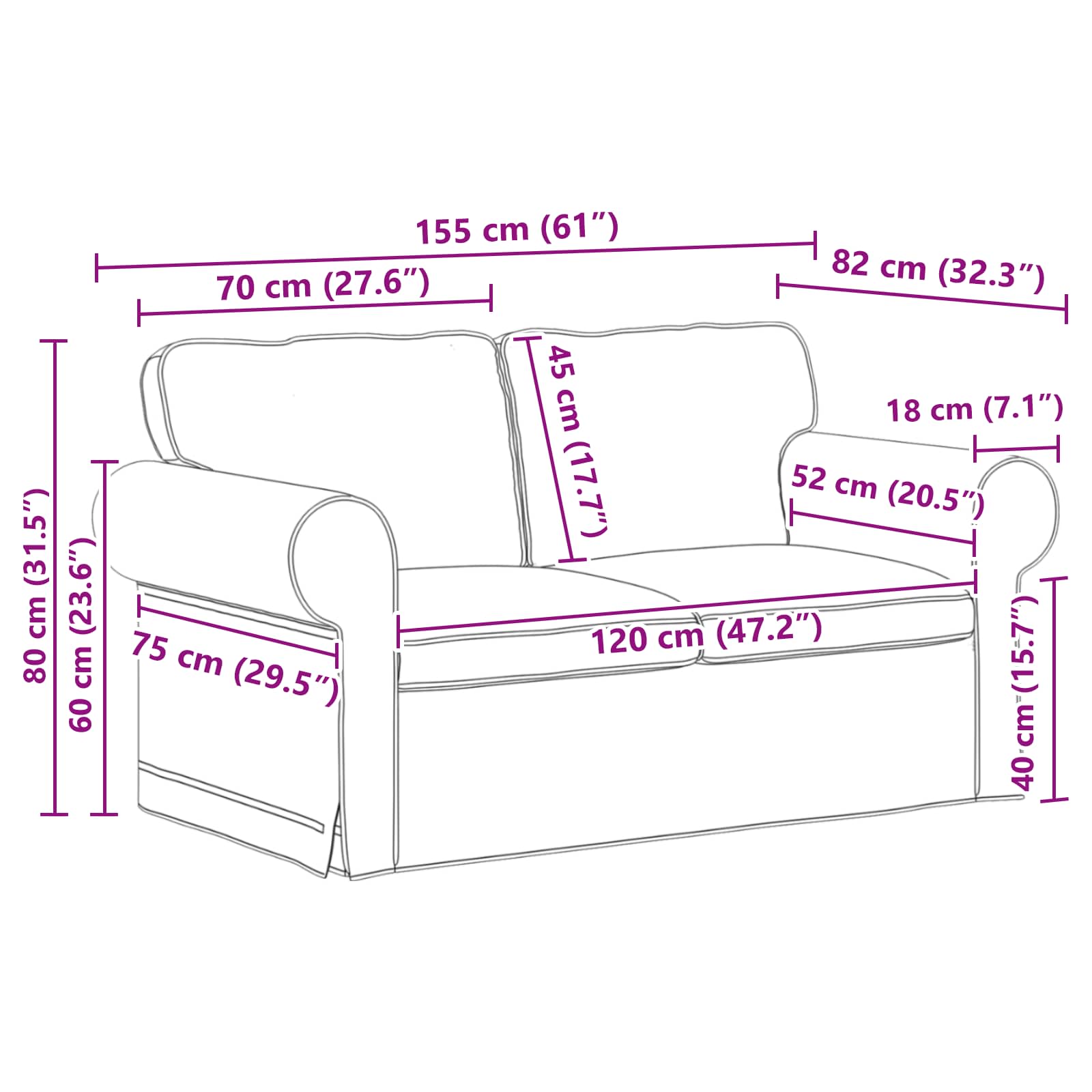Sofa Sivo-smeđa 155 x 82 x 80 cm tkanina