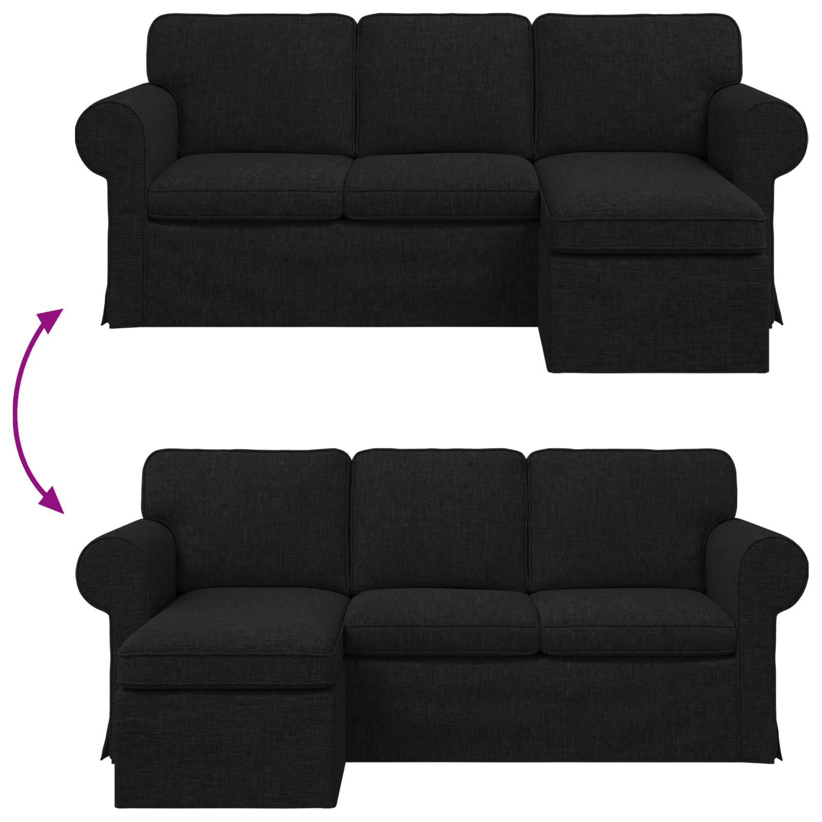 Sofa Crna 195 x 138 x 80 cm tkanina
