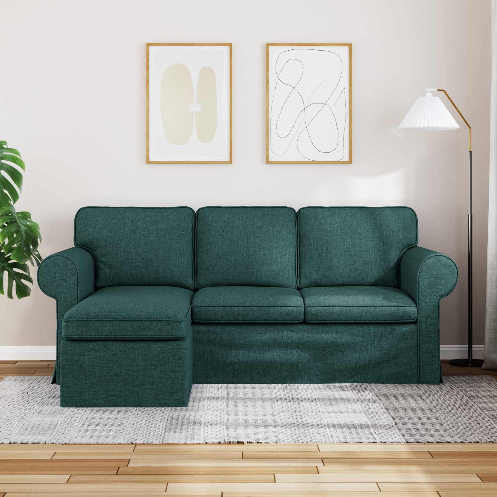 Sofa Tamnozelena 195 x 138 x 80 cm tkanina