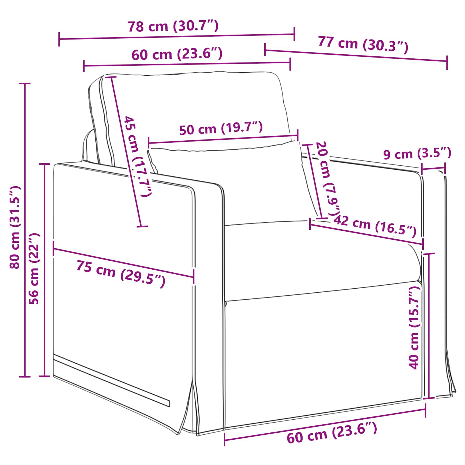Sofa Krema 78 x 78 x 80 cm tkanina