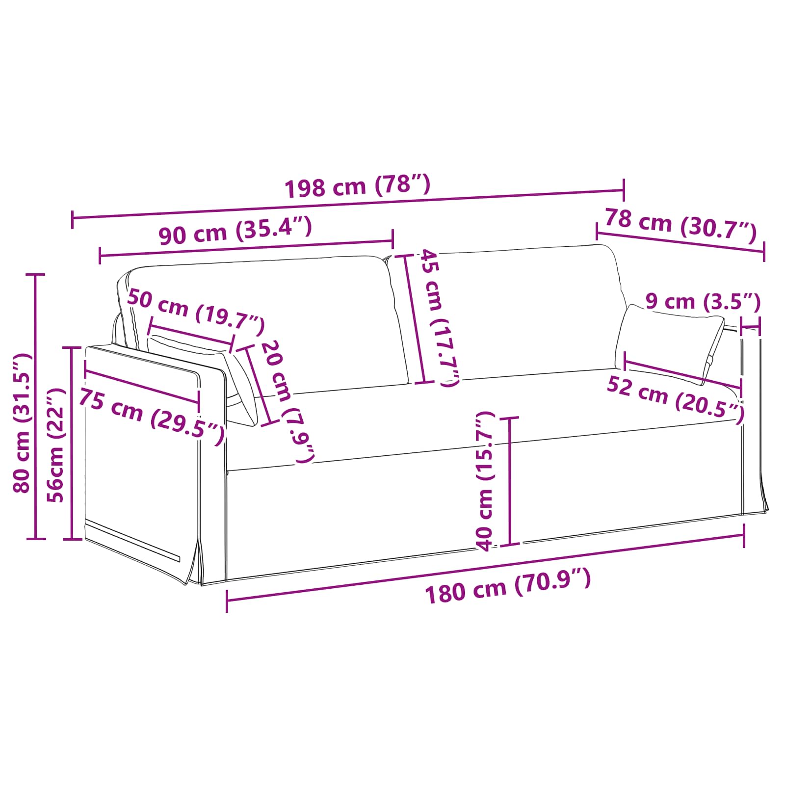 Sofa Svijetlo siva 158 x 78 x 80 cm tkanina
