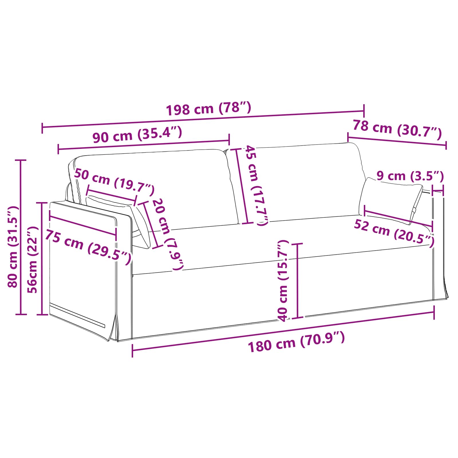 Sofa Svijetlo siva 78 x 78 x 80 cm tkanina