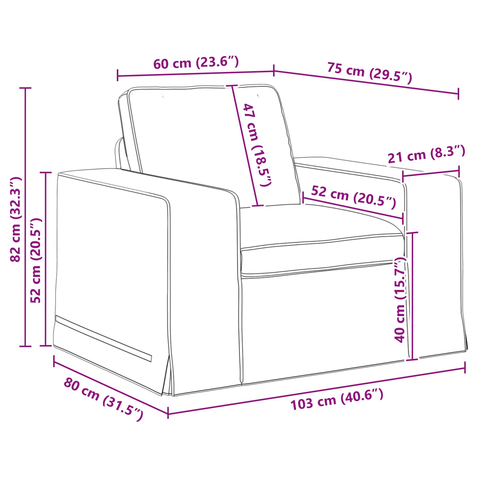 Sofa Svijetlo siva 103 x 80 x 82 cm tkanina